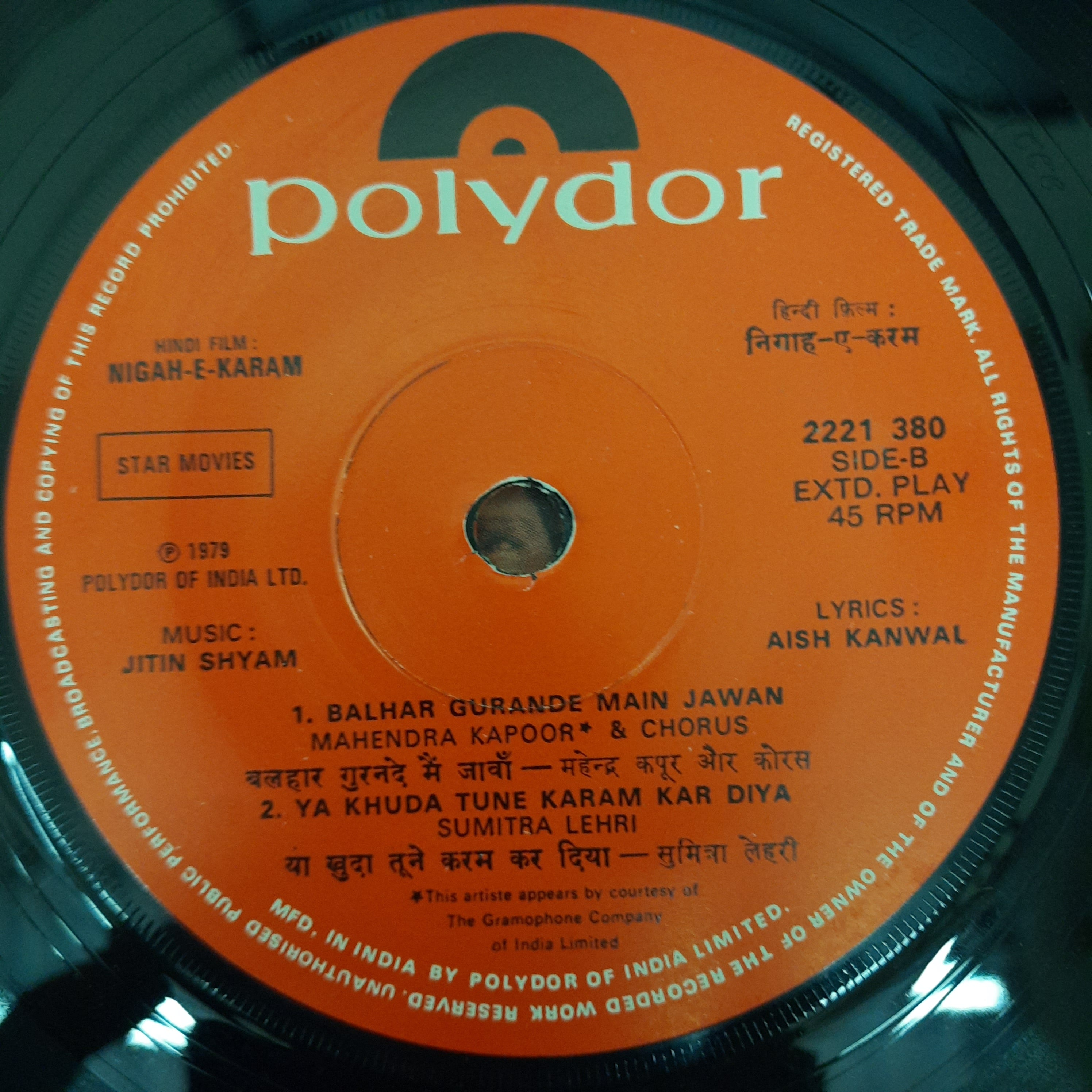 Jitin Shyam - Nigah E Karam (45-RPM)