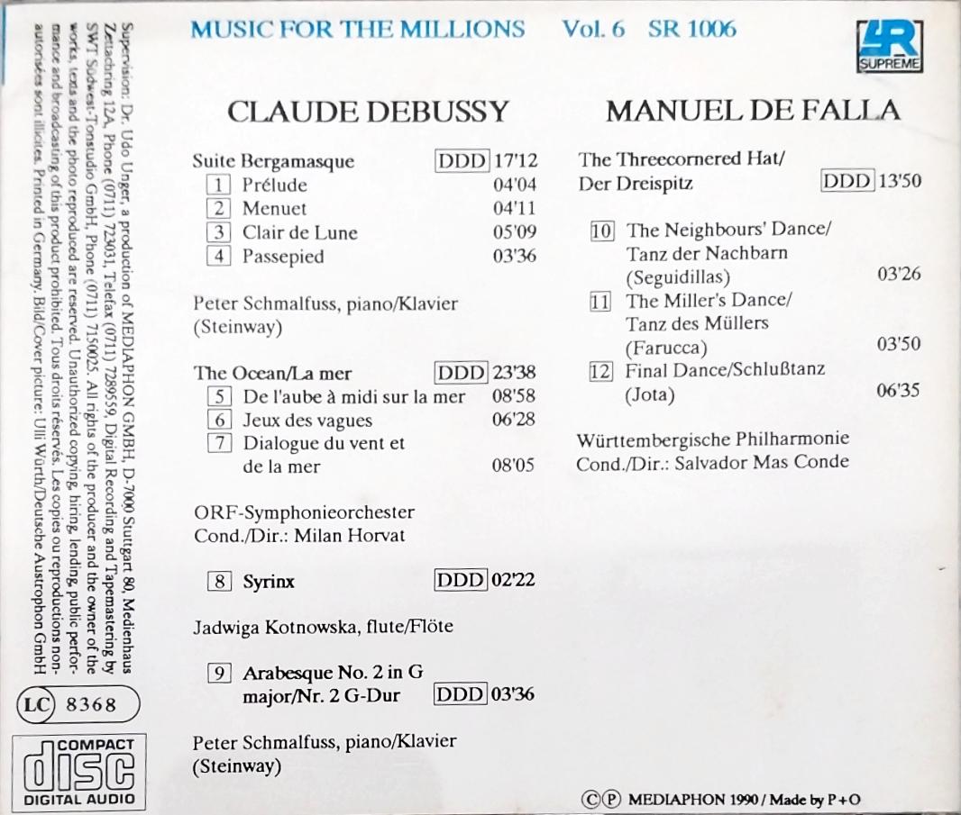 Claude Debussy / Manuel De Falla - Music For The Millions Vol. 6 (CD)