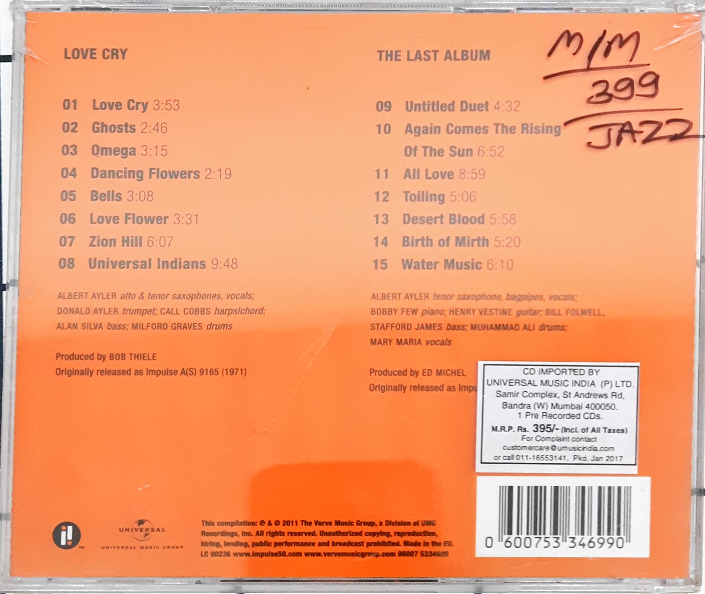 Albert Ayler - Love Cry / The Last Album (CD)