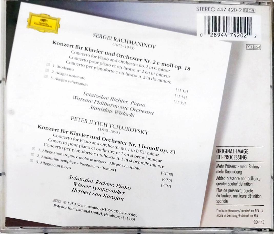 Sergei Vasilyevich Rachmaninoff / Pyotr Ilyich Tchaikovsky – Sviatoslav Richter, Stanislaw Wislocki, Herbert von Karajan - Rachmaninov: Piano Concerto No. 2 / Tchaikovsky: Piano Concerto No.1 (CD)