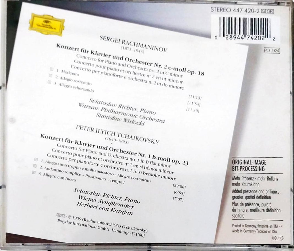 Sergei Vasilyevich Rachmaninoff / Pyotr Ilyich Tchaikovsky – Sviatoslav Richter, Stanislaw Wislocki, Herbert von Karajan - Rachmaninov: Piano Concerto No. 2 / Tchaikovsky: Piano Concerto No.1 (CD)