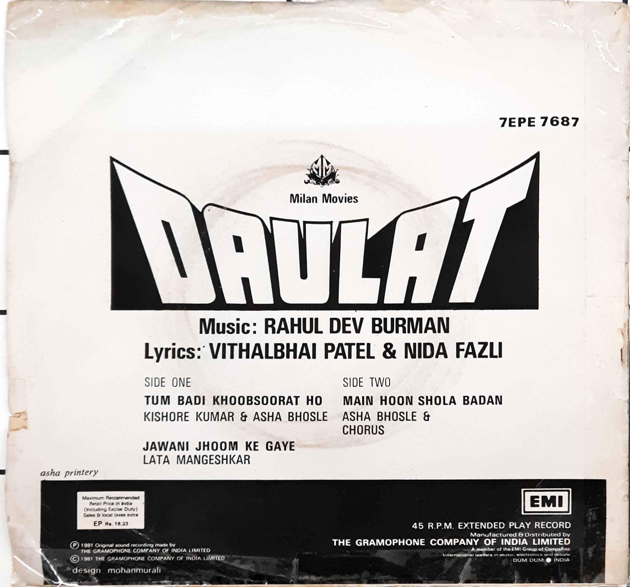 Rahul Dev Burman -  Daulat (45-RPM)