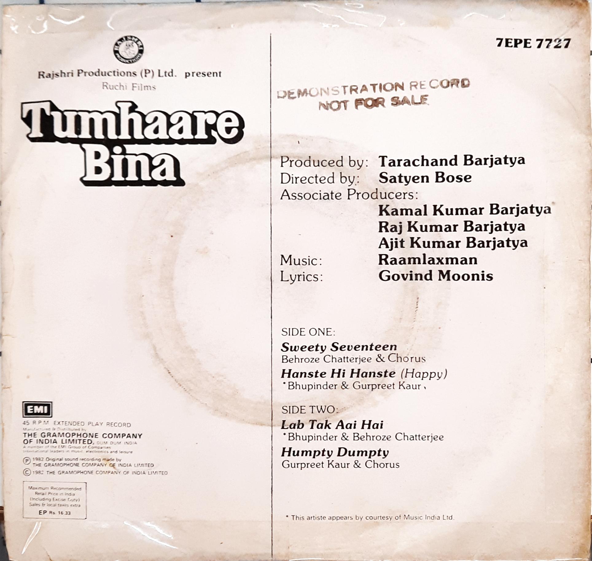 Raamlaxman*, Govind Moonis -  Tumhaare Bina (45-RPM)