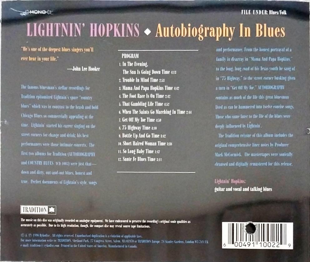 Lightnin' Hopkins - Autobiography In Blues (CD)