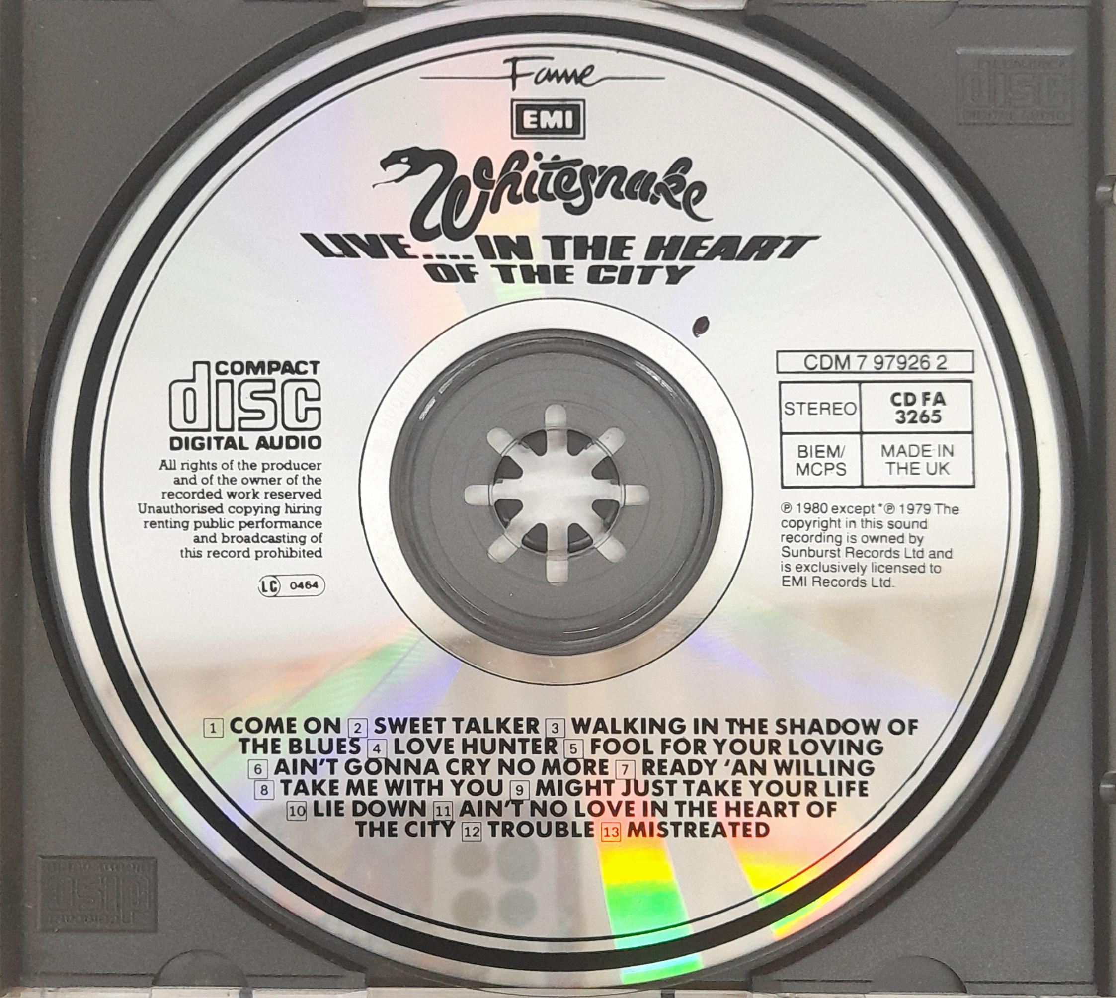 Whitesnake -  Live... In The Heart Of The City (CD)