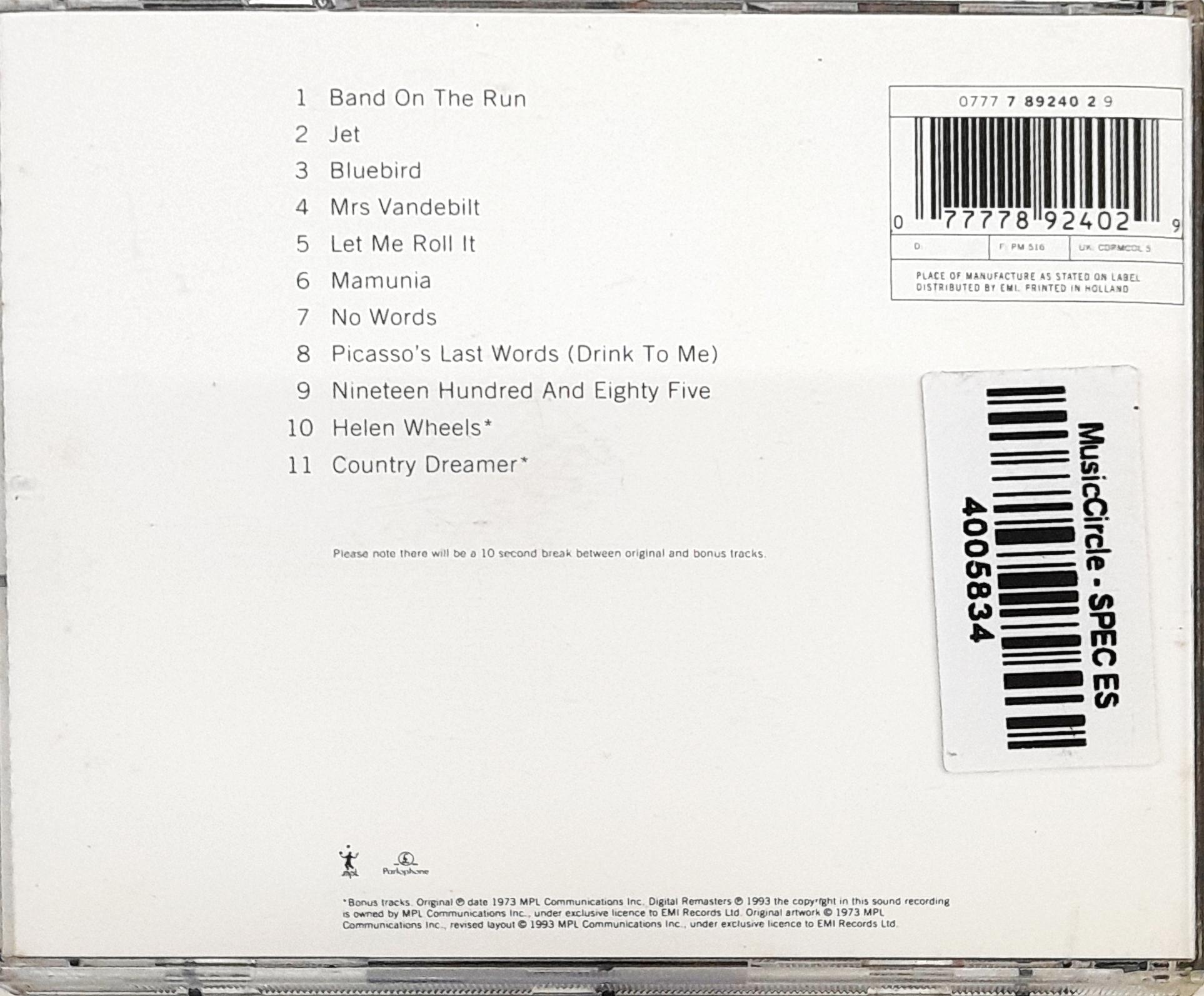 Paul McCartney & Wings* – -  Band On The Run (CD)