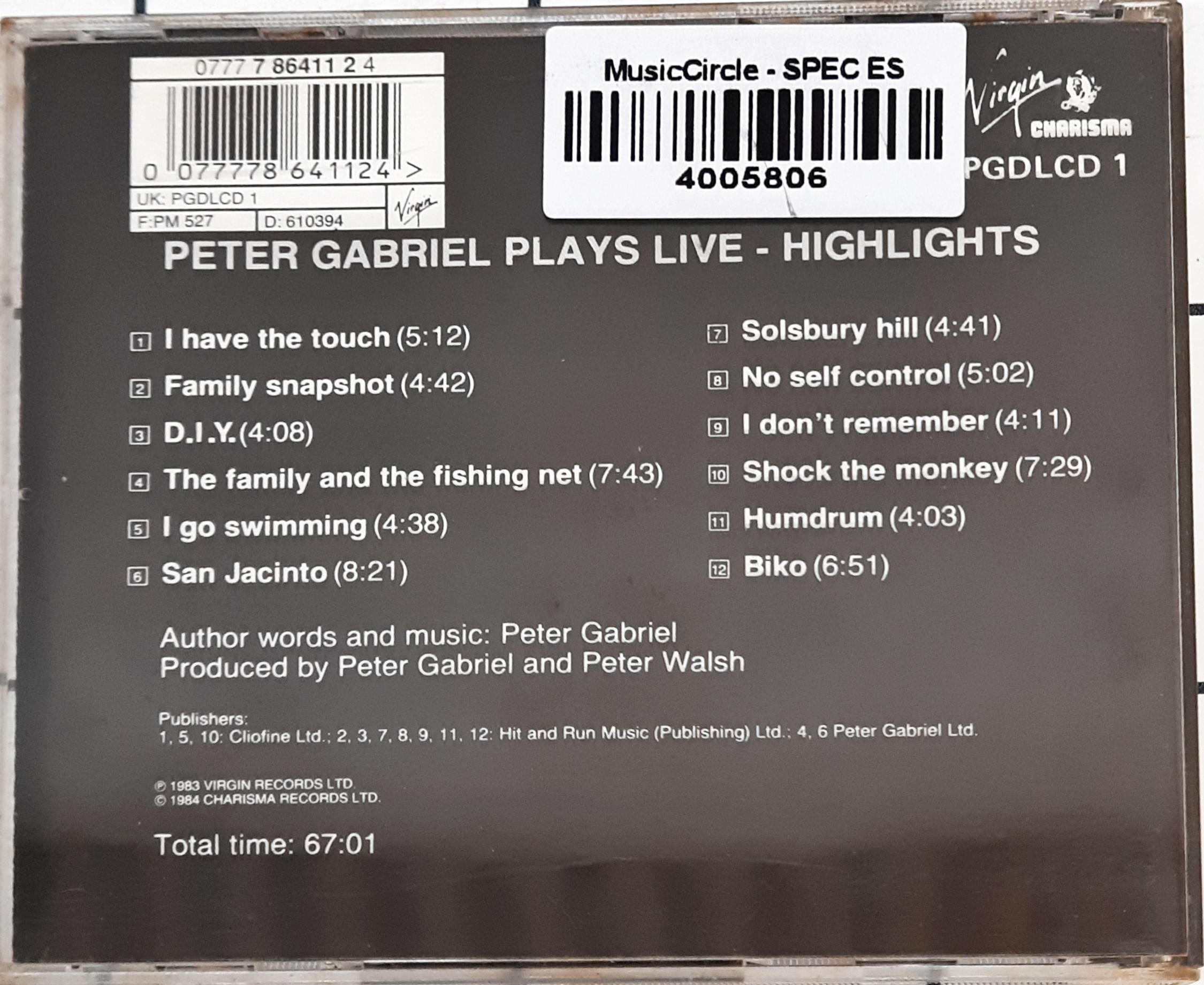 Peter Gabriel -  Plays Live - Highlights (CD)