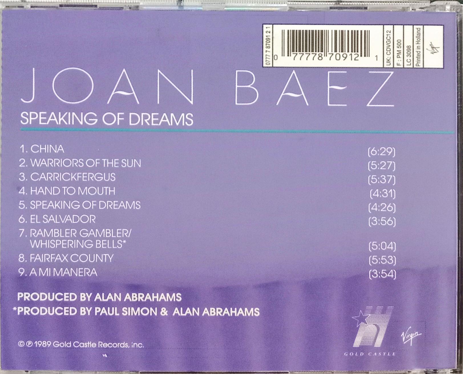 Joan Baez -  Speaking Of Dreams (CD)