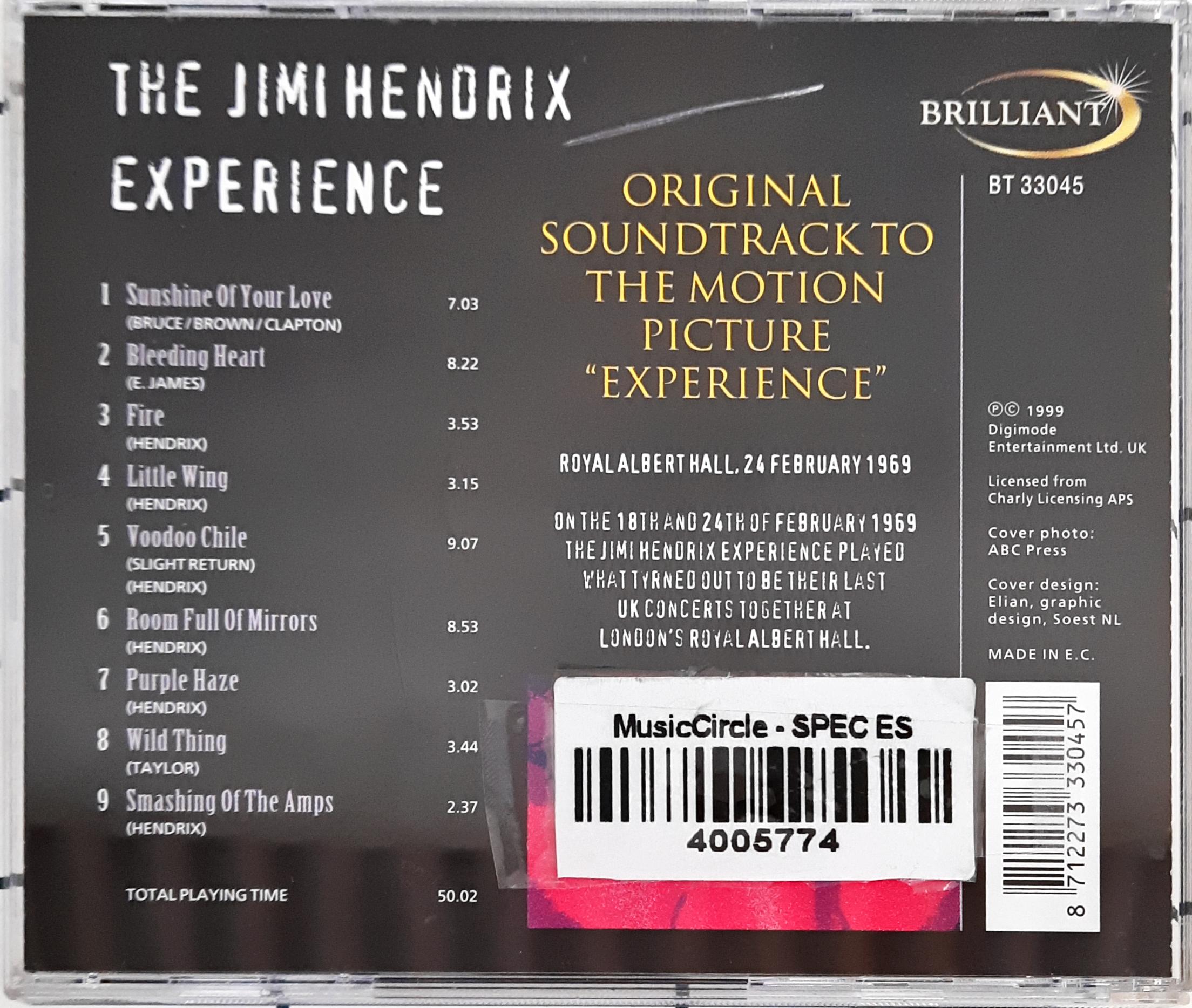 The Jimi Hendrix Experience  -  Original Soundtrack To The Motion (CD)