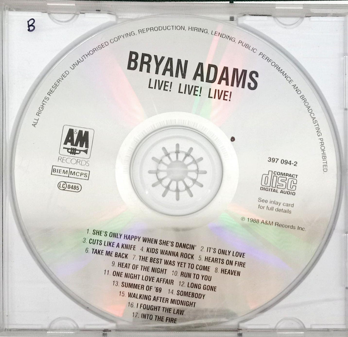 Bryan Adams -  Live! Live! Live! (CD)