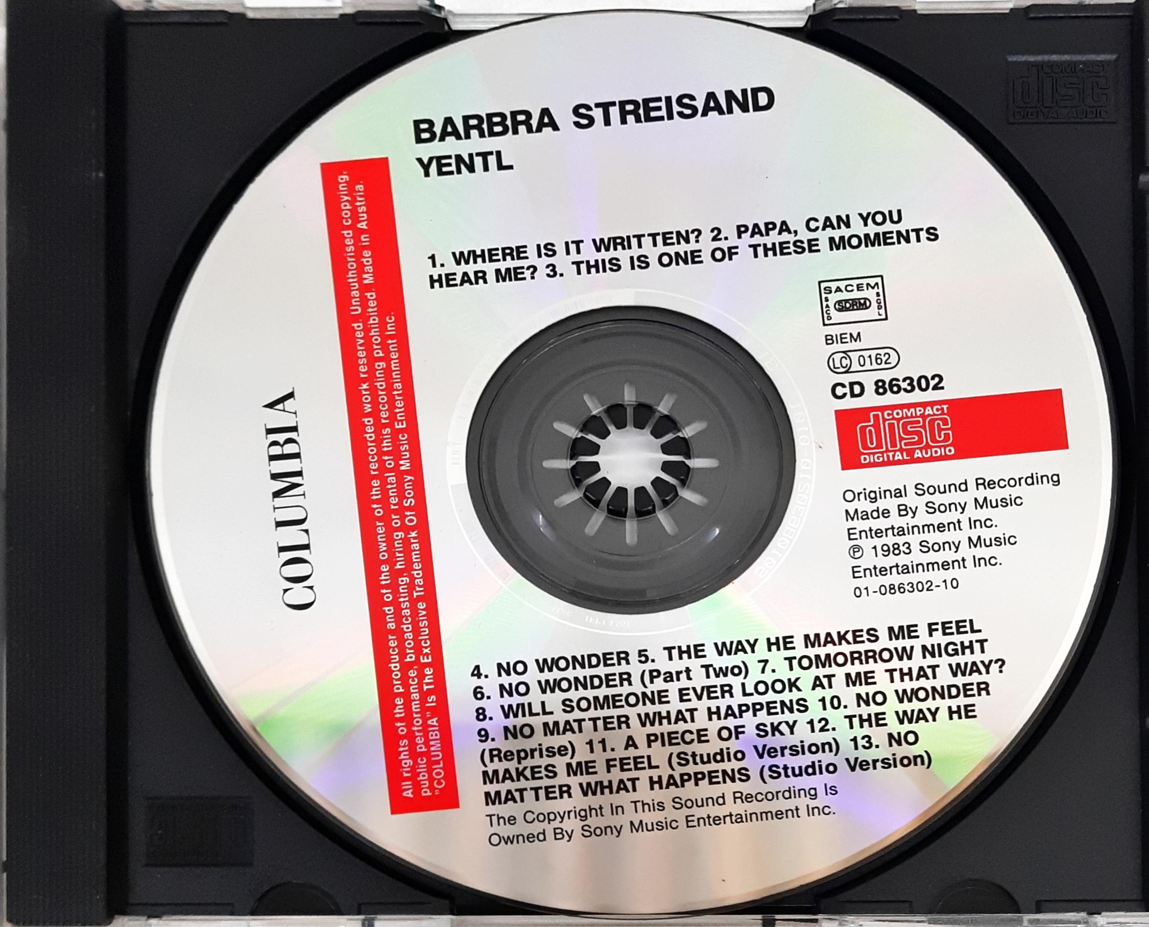 Barbra Streisand - Yentl -Original Motion Picture Soundtrack (CD)