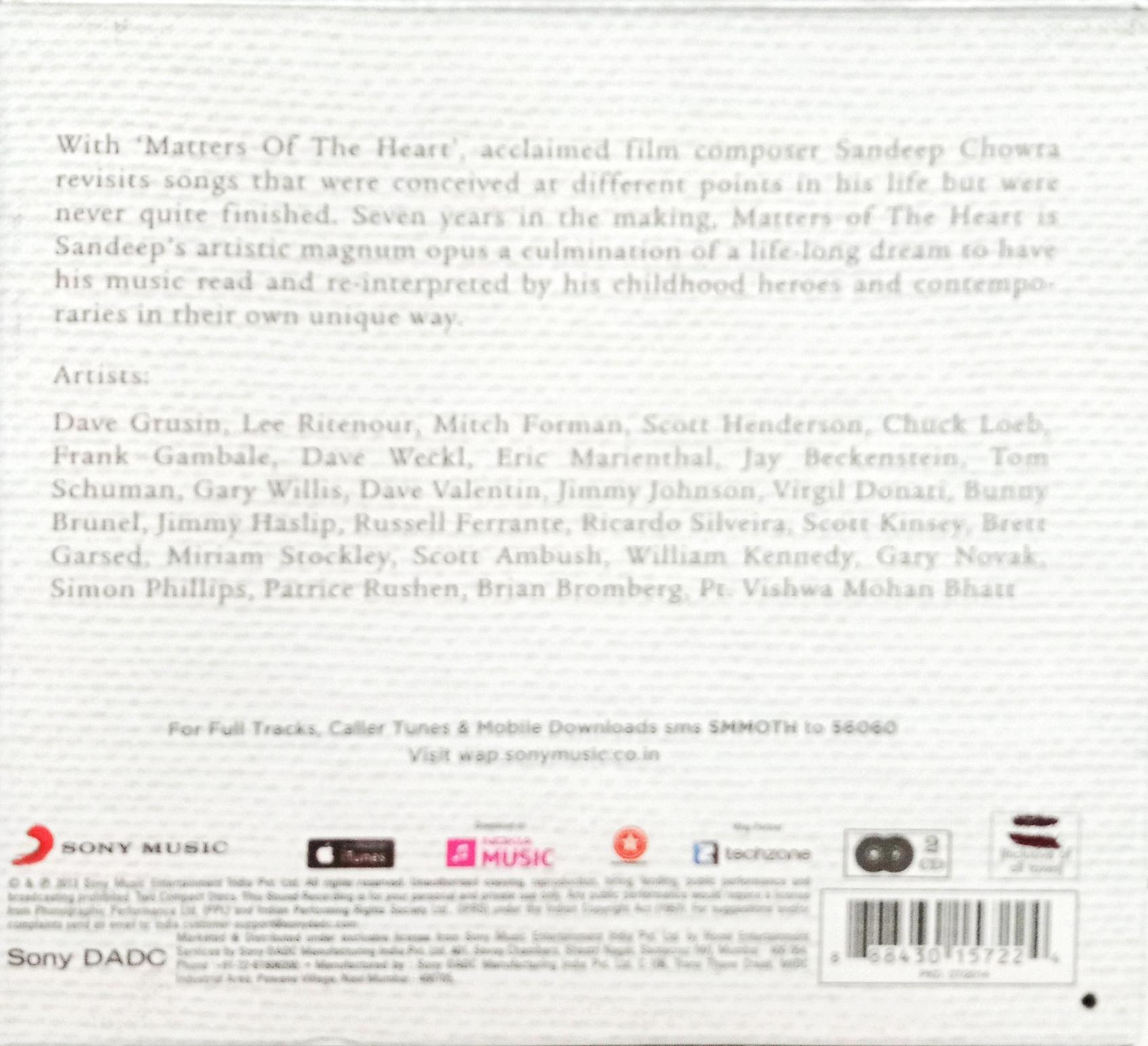 Sandeep Chowta  - Matters Of The Heart (CD)