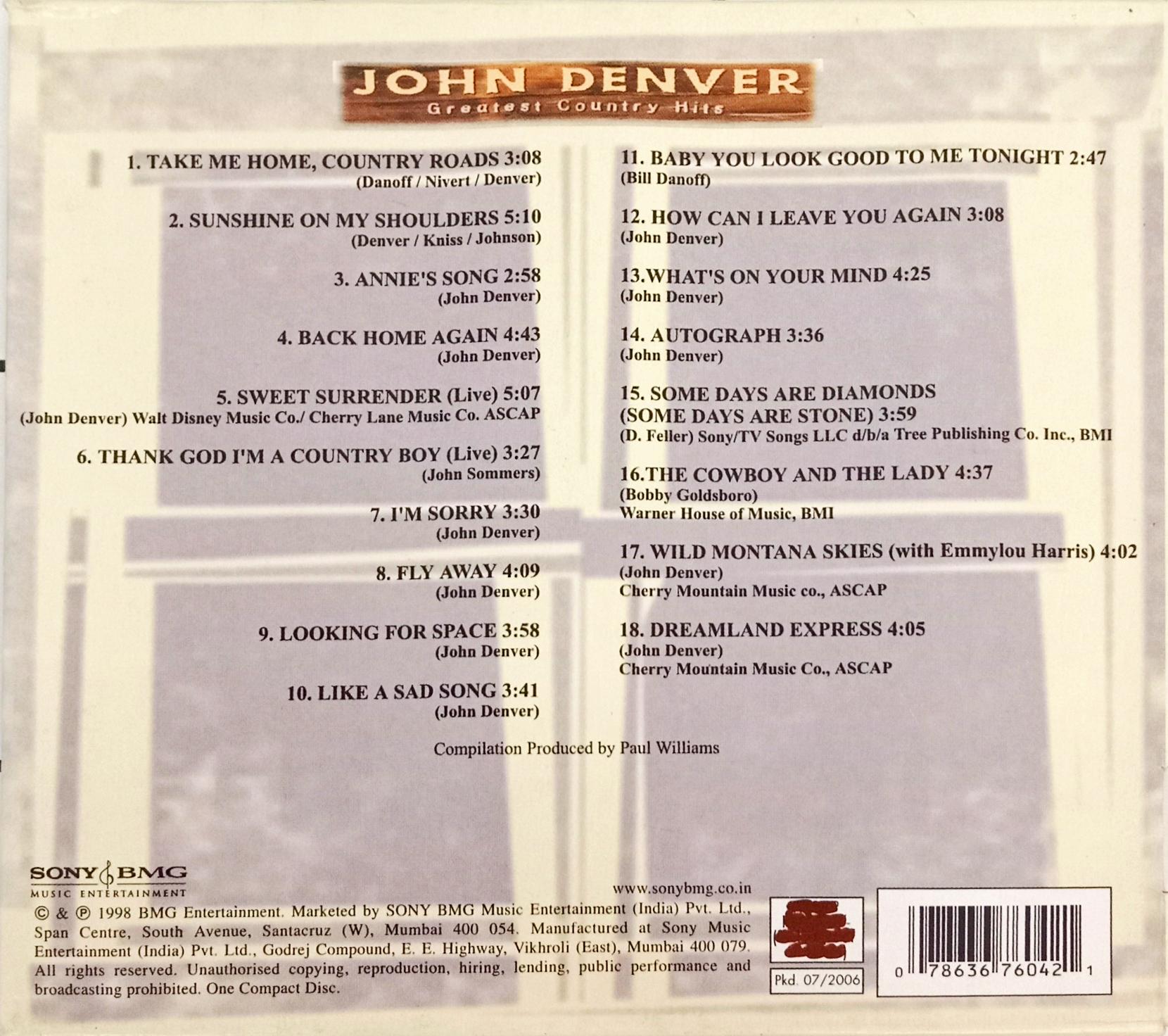 John Denver - Greatest Country Hits (CD)