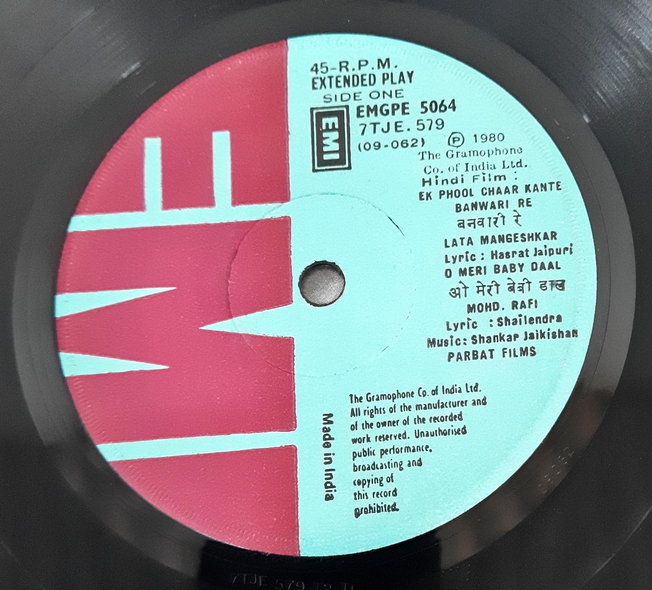 Shankar Jaikishan -  Ek Phool Char Kante (45-RPM)