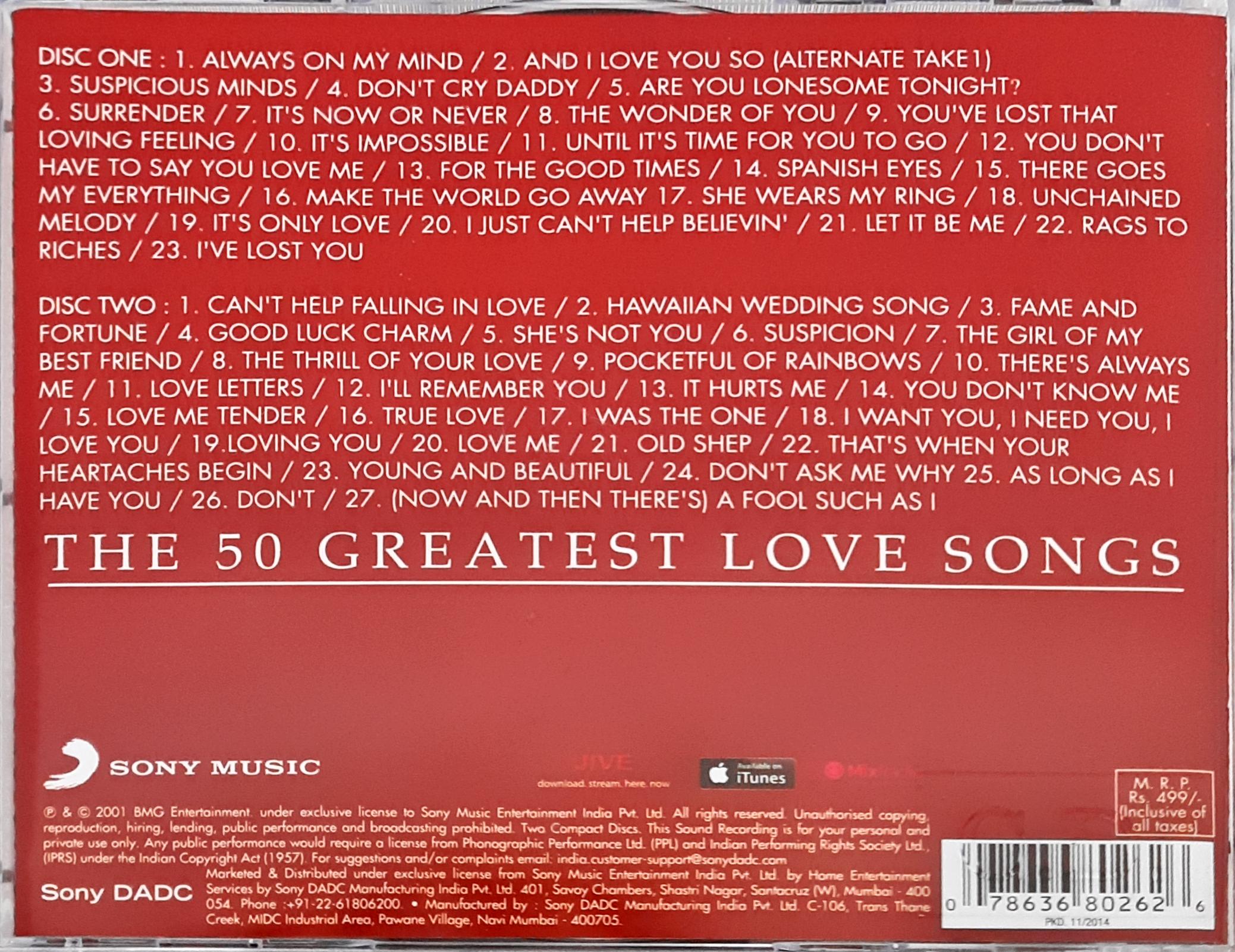 Elvis - The 50 Greatest Love Songs (CD)