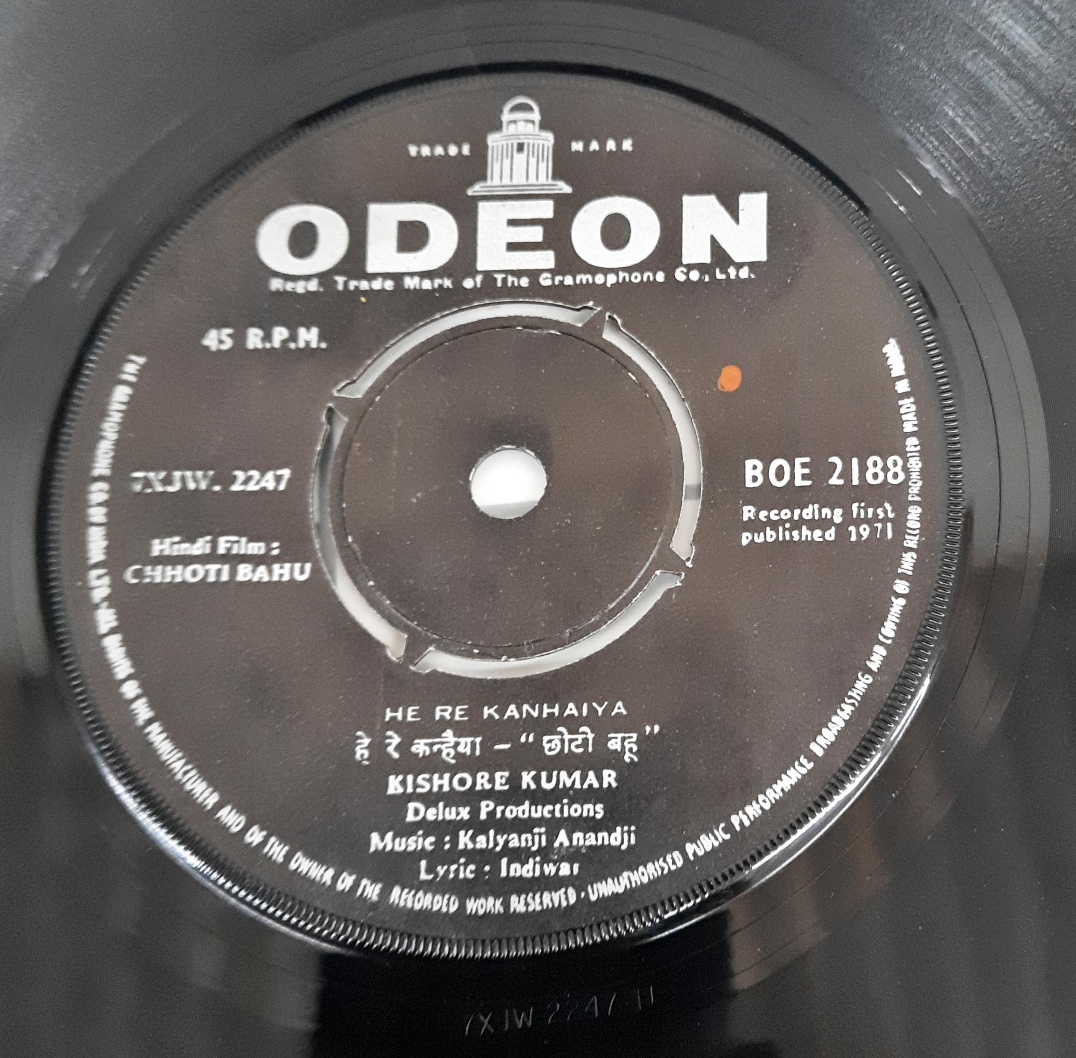 Kalyanji Anandji -  Chhoti Bahu (45-RPM)