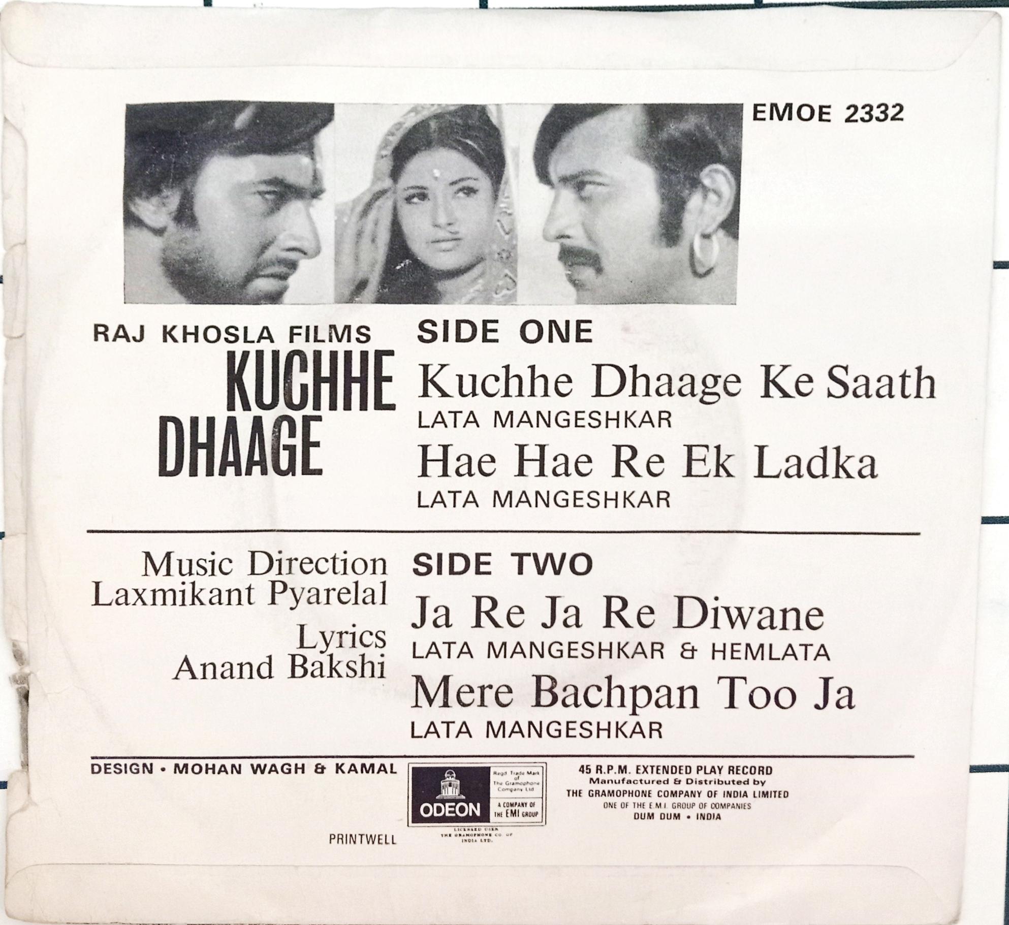 Laxmikant Pyarelal -  Kuchhe Dhaage (45-RPM)