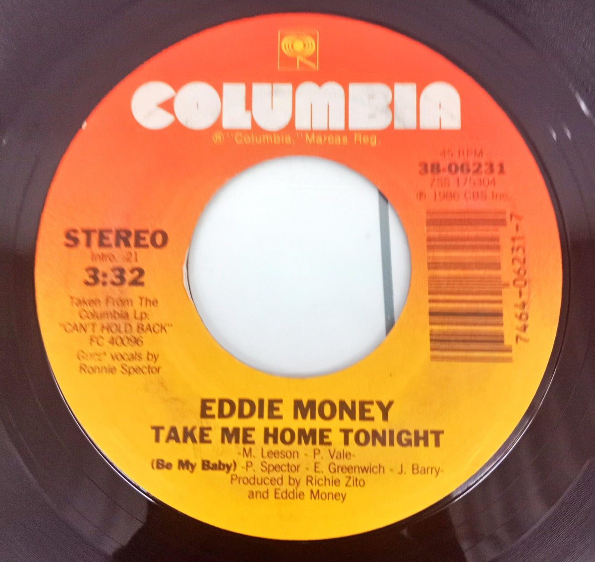 Eddie Money  - Take Me Home Tonight (Be My Baby) (45-RPM)