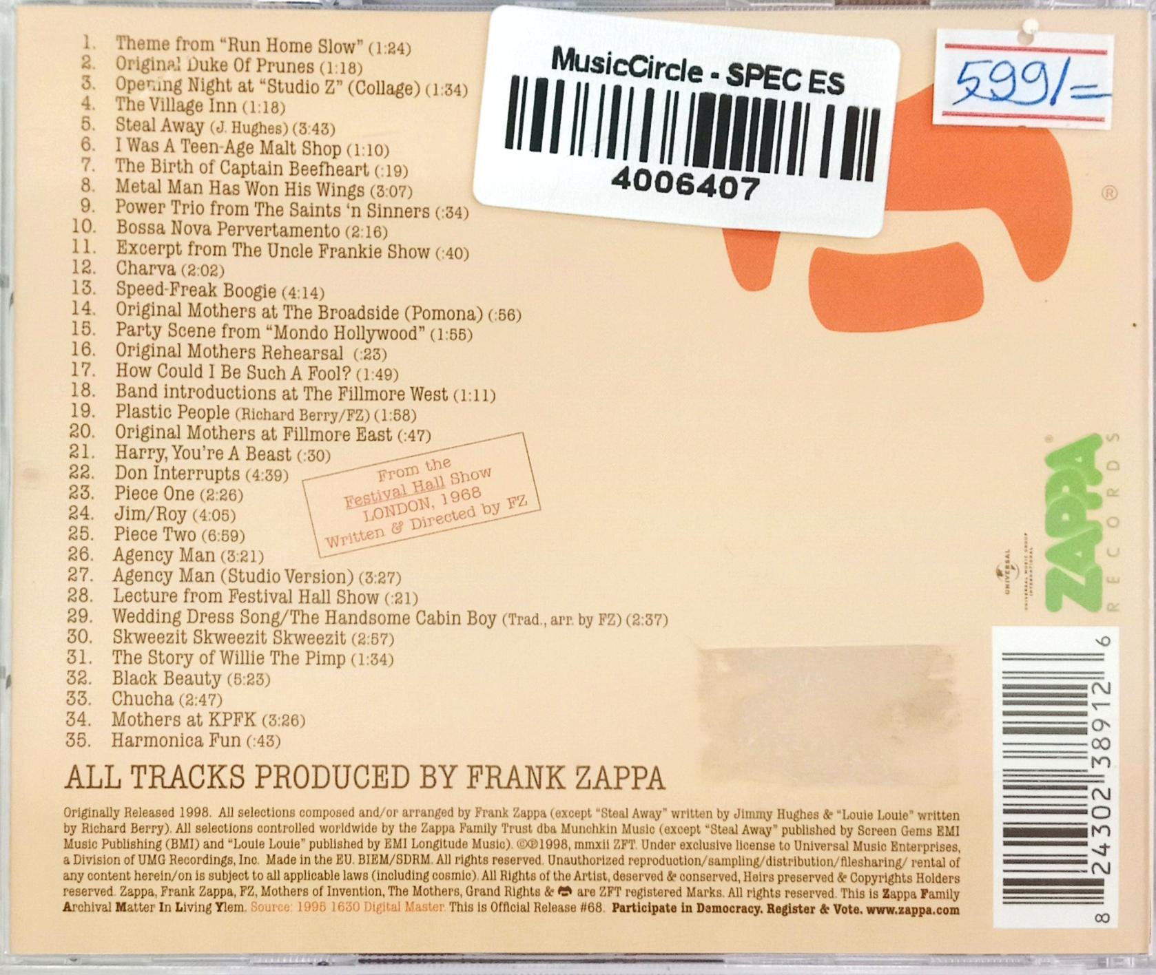 Frank Zappa - Mystery Disc (CD)