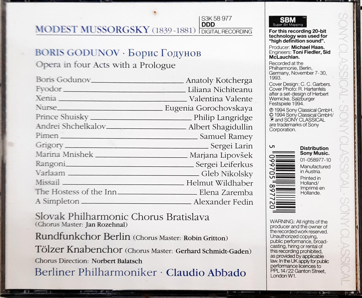 Mussorgsky* - Berliner Philharmoniker, Claudio Abbado, Anatoly Kotcherga*, Marjana Lipovšek, Samuel Ramey, Sergei Larin*, Sergei Leiferkus, Philip Langridge  - Boris Godunov (CD)