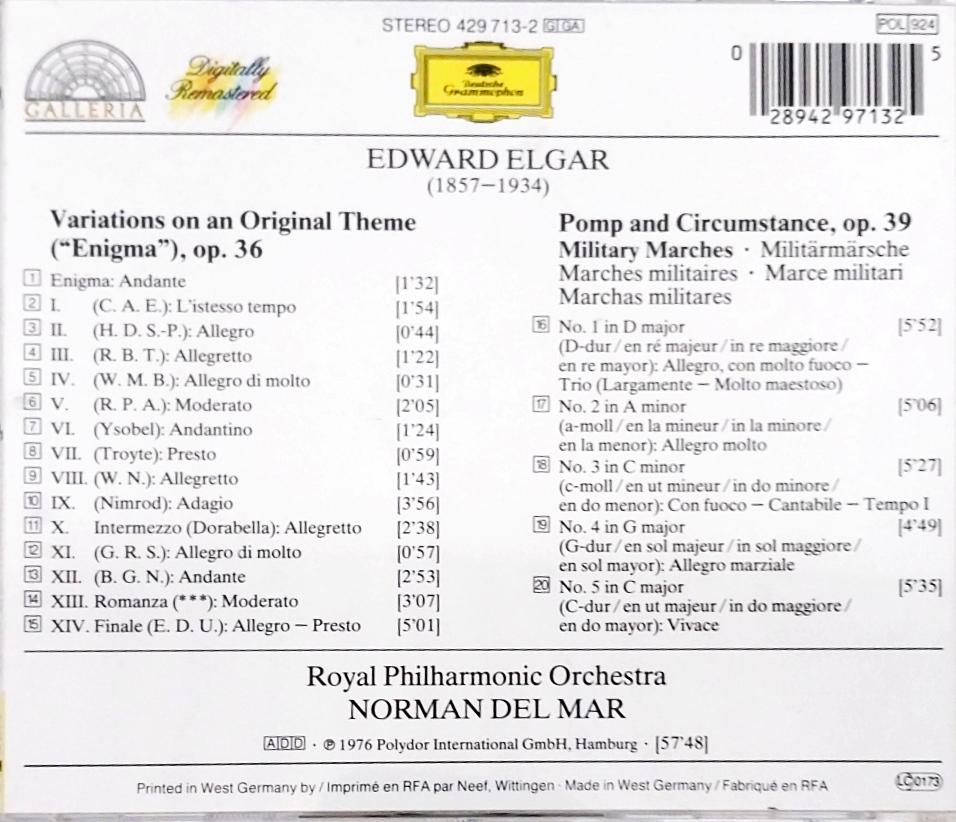 Sir Edward Elgar / Norman Del Mar / Royal Philharmonic Orchestra - Enigma Variations / Pomp And Circumstance / Marches Nos. 1-5 (CD)