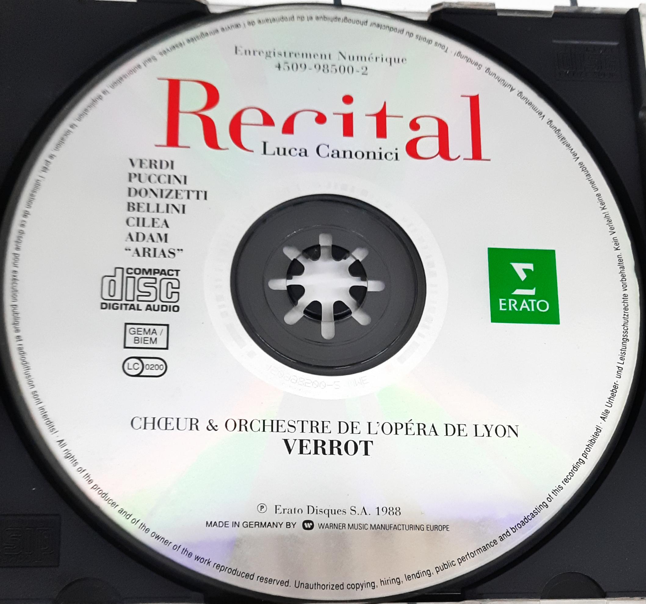 Luca Canonici, Pascal Verrot, Orchestre De L'Opéra De Lyon  - Recital (CD)