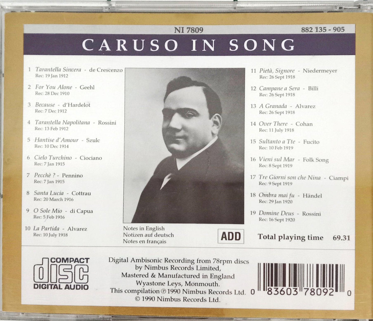 Enrico Caruso - Caruso In Song (CD)