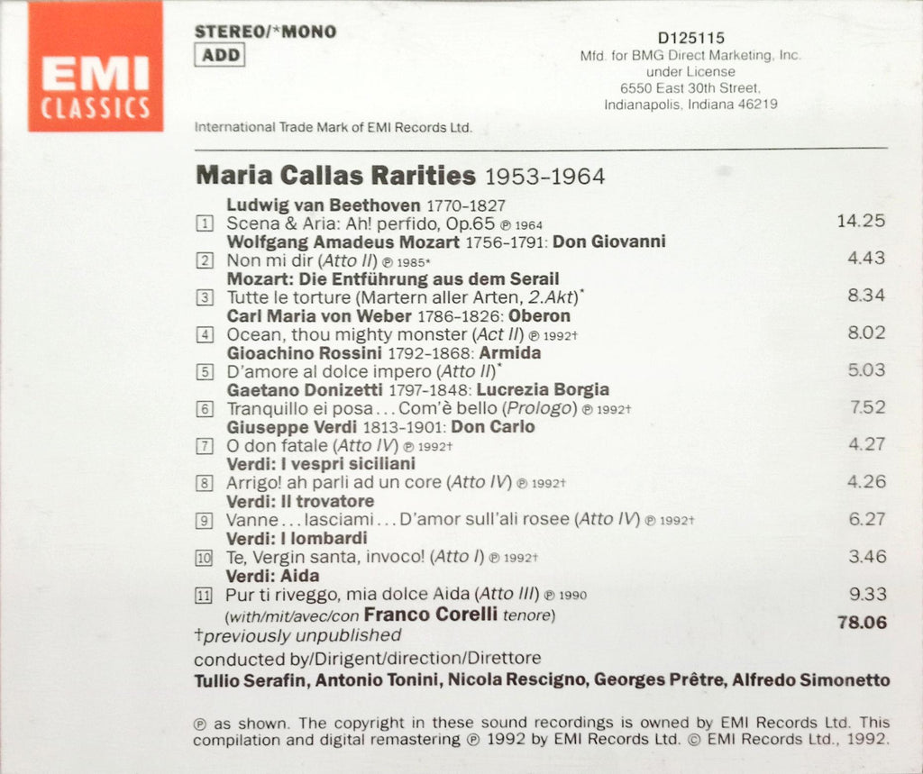 Maria Callas –  - Rarities (CD)
