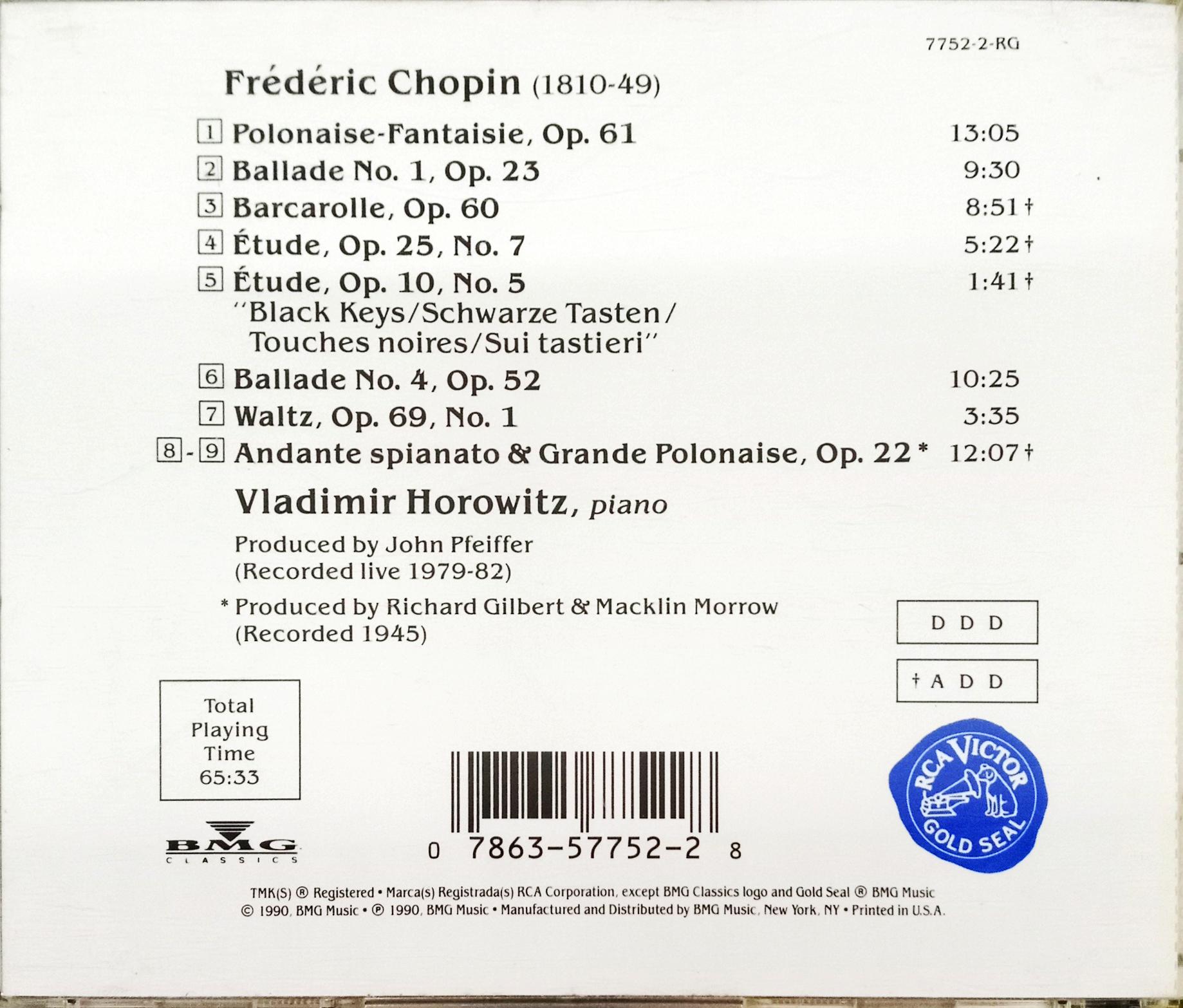 Chopin* - Horowitz - Horowitz Plays Chopin, Vol. 1 (CD)