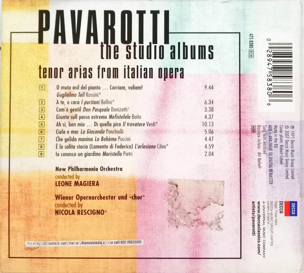 Luciano Pavarotti -  Sings Tenor Arias From Italian Opera (CD)