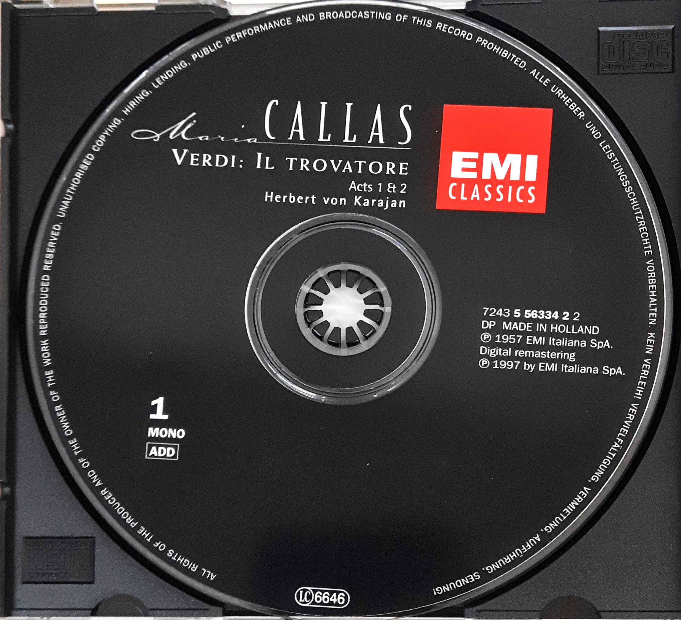 Verdi* - Maria Callas, Giuseppe di Stefano, Fedora Barbieri, Rolando Panerai, Nicola Zaccaria, Orchestra* E Coro Del Teatro Alla Scala Di Milano*, Herbert von Karajan - Il Trovatore (CD)