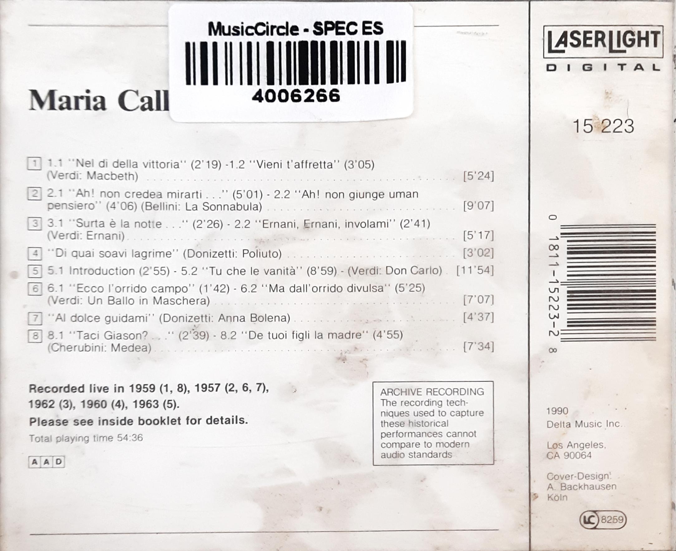 Maria Callas  - Vol. 1 [Live Recordings 1957 - 1963] (CD)