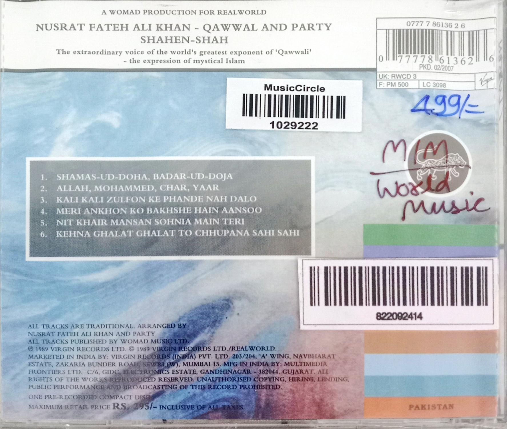 Nusrat Fateh Ali Khan - Qawwal And Party - Shahen-Shah (CD)