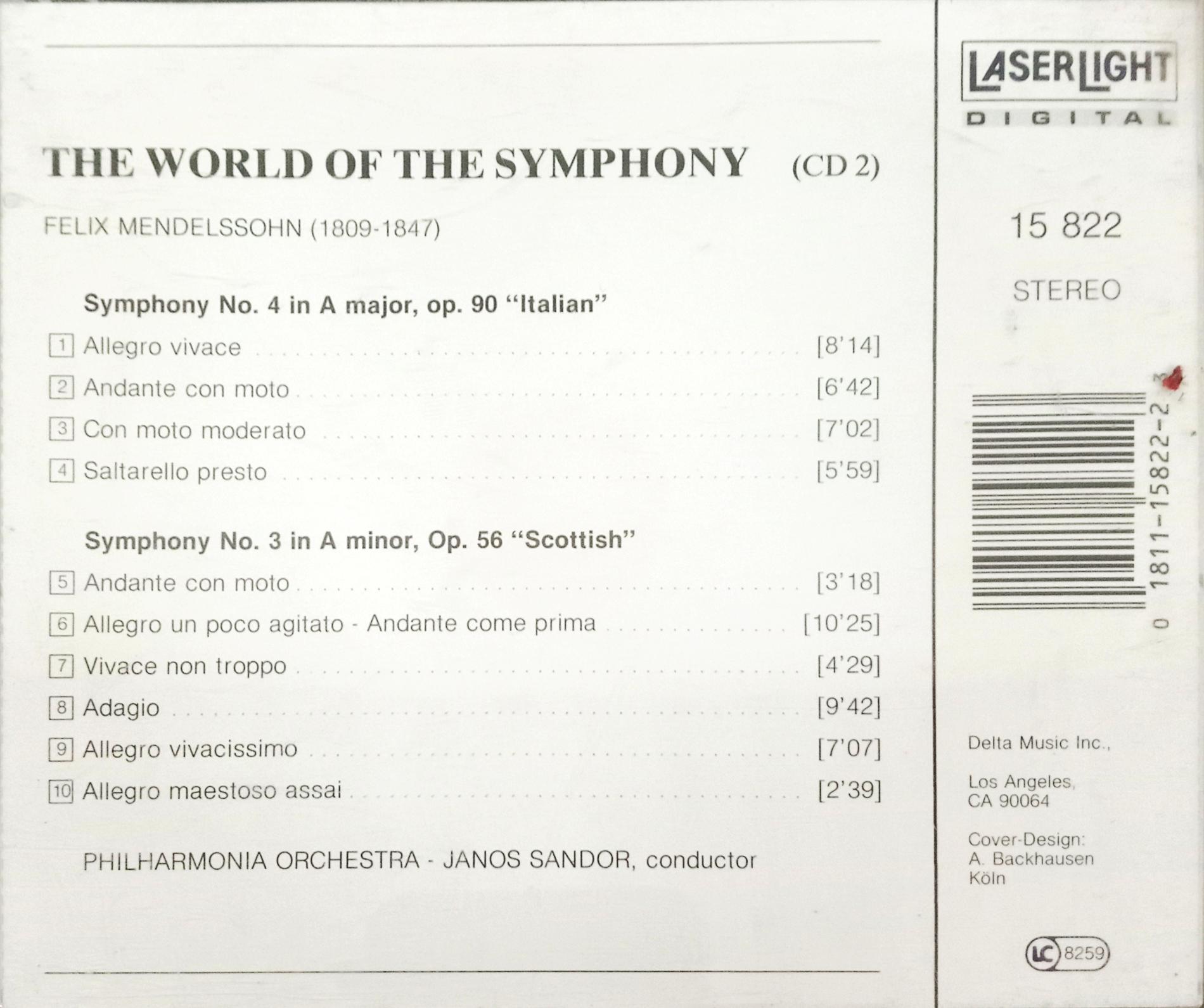 Felix Mendelssohn*, Philharmonia Orchestra, Janos Sandor  - The World Of The Symphony (CD 2 (CD)