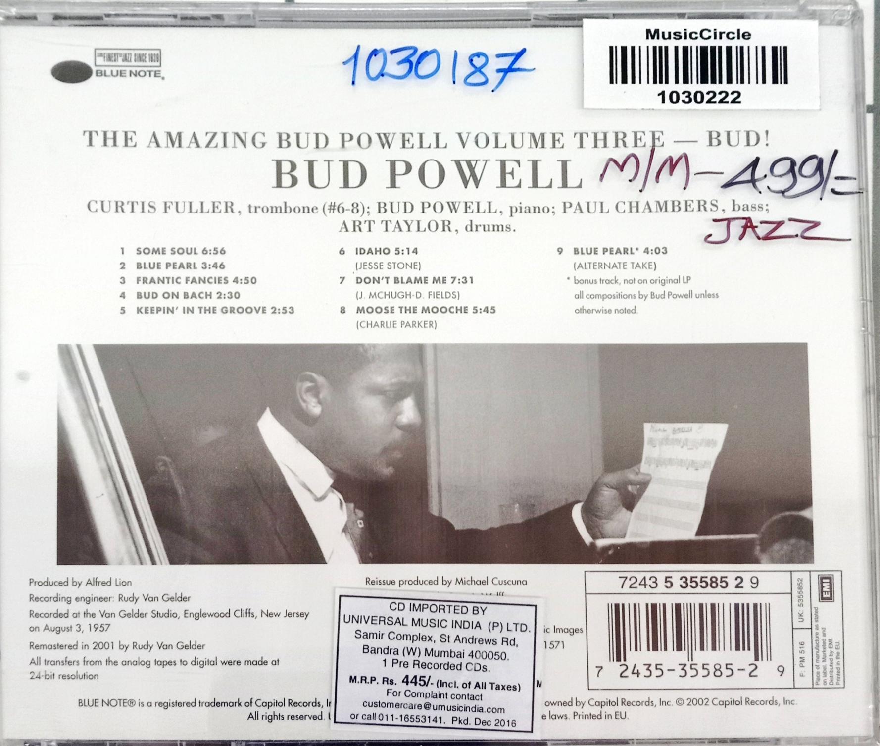 Bud Powell -  The Amazing Bud Powell, Volume Three - Bud! (CD)