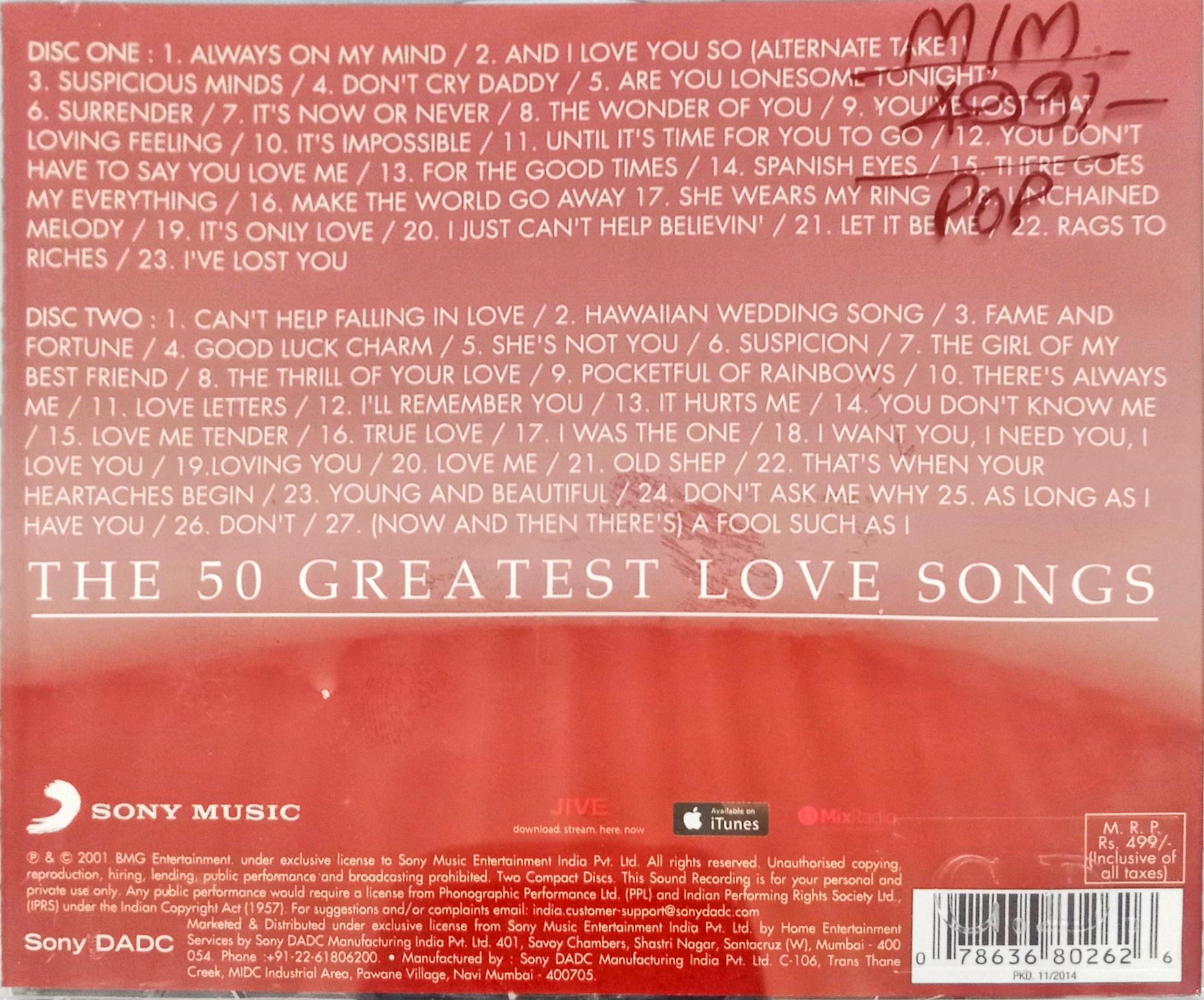 Elvis - The 50 Greatest Love Songs (CD)