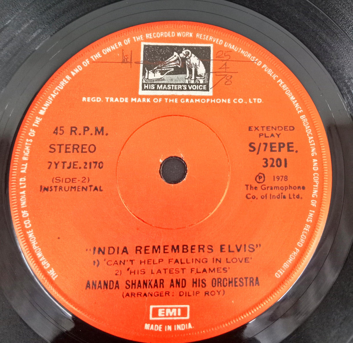 Ananda Shankar And His Orchestra -  India Remembers Elvis (45-RPM)
