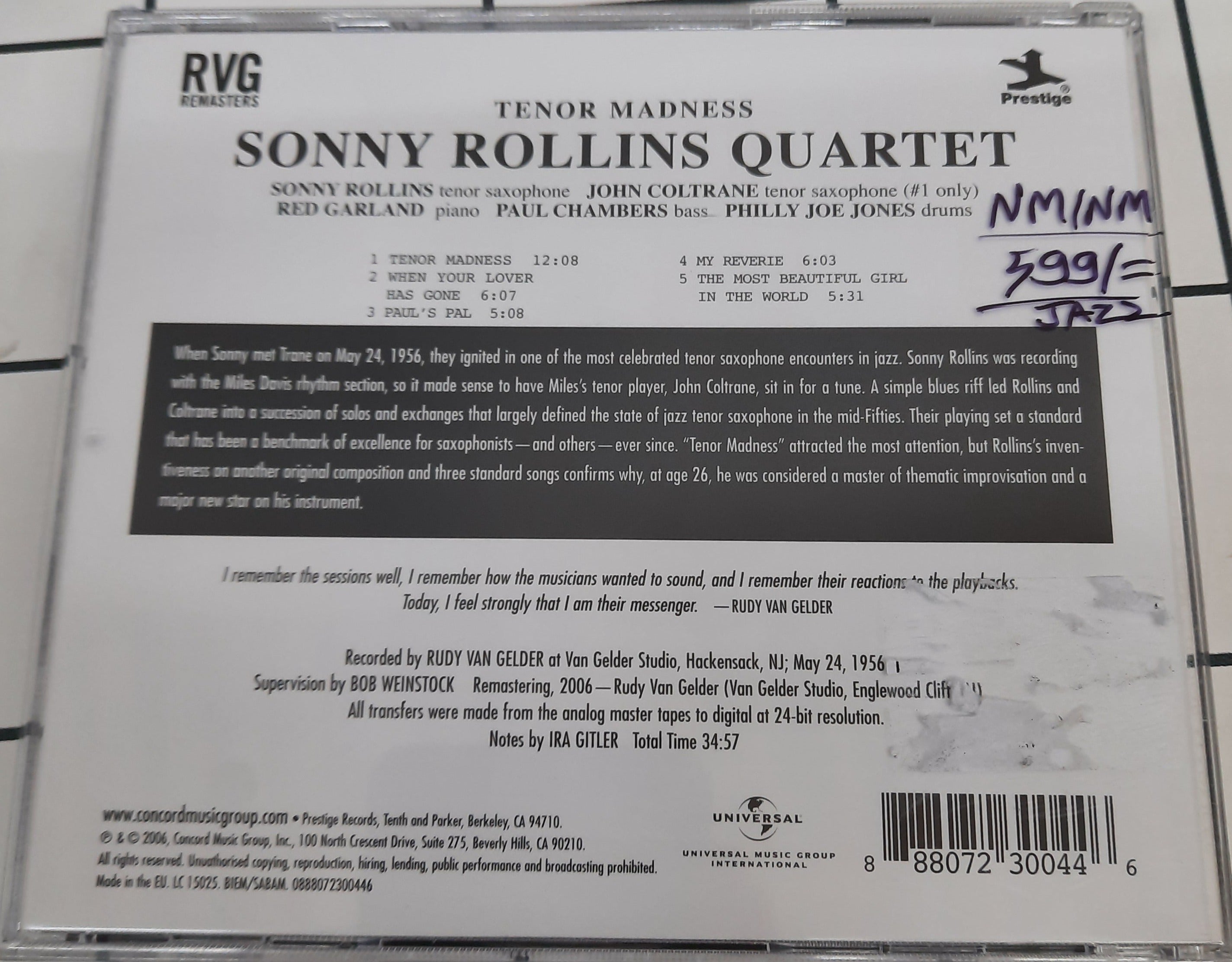 Sonny Rollins Quartet - Tenor Madness (CD)