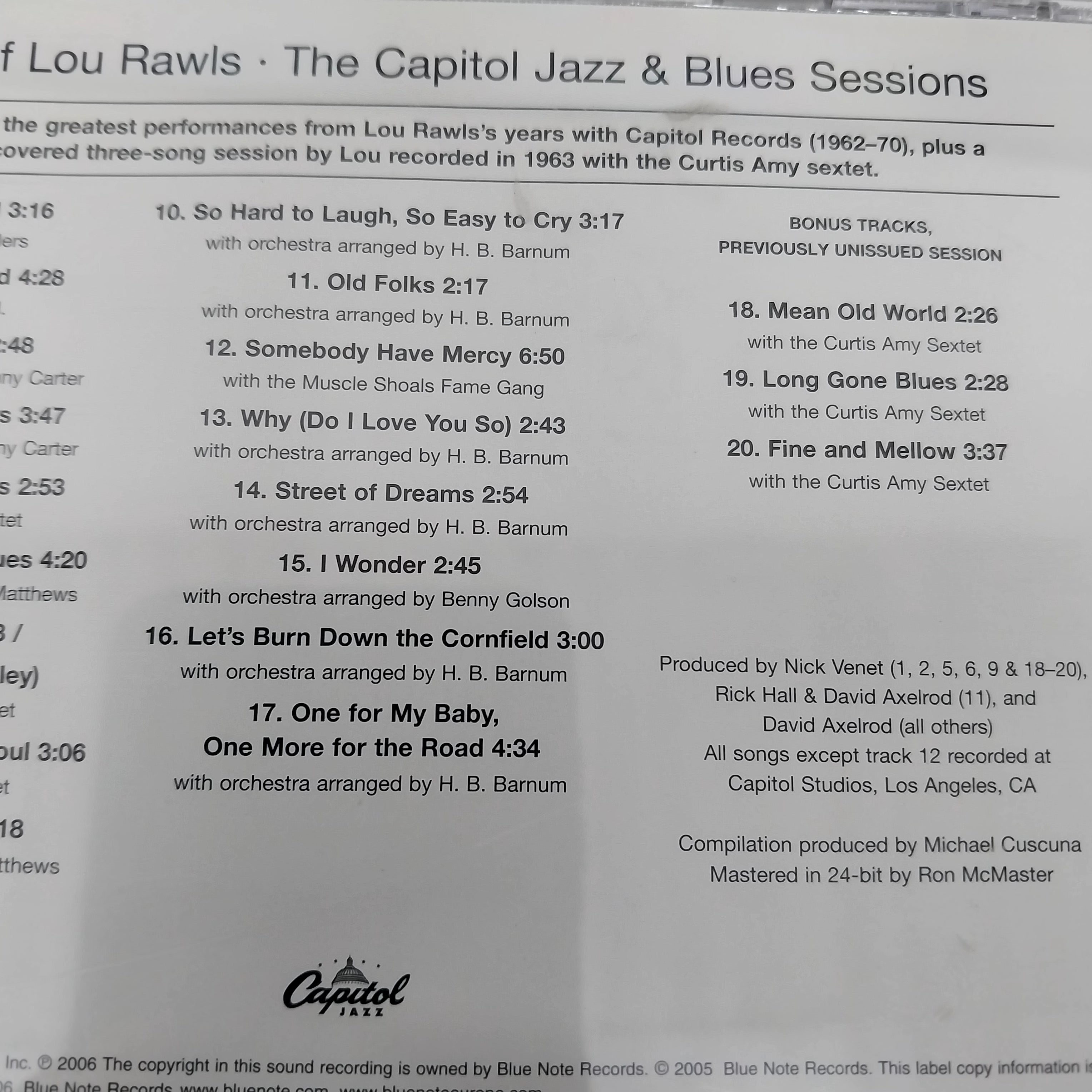 Lou Rawls - The Best Of Lou Rawls (The Capitol Jazz & Blues Sessions) (CD)