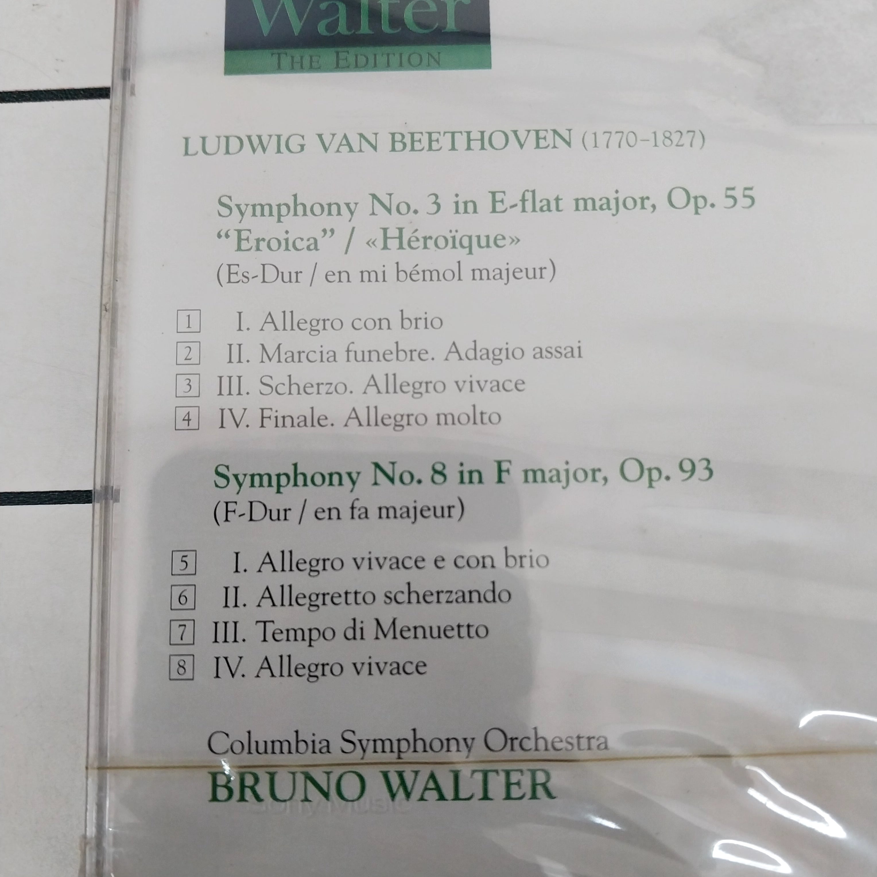 Bruno Walter, Ludwig Van Beethoven, Columbia Symphony Orchestra - Symphony No.3 In E-Flat Major,Op.55 "Eroica"  & No.8 In F Major,Op.93 (CD)