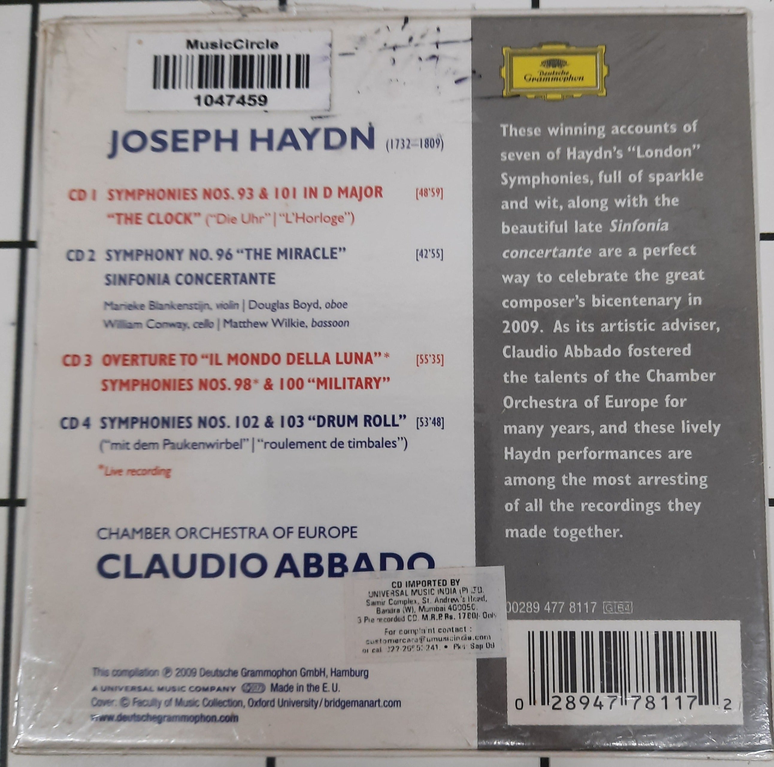 Claudio Abbado - Chamber Orchestra Of Europe  (CD)