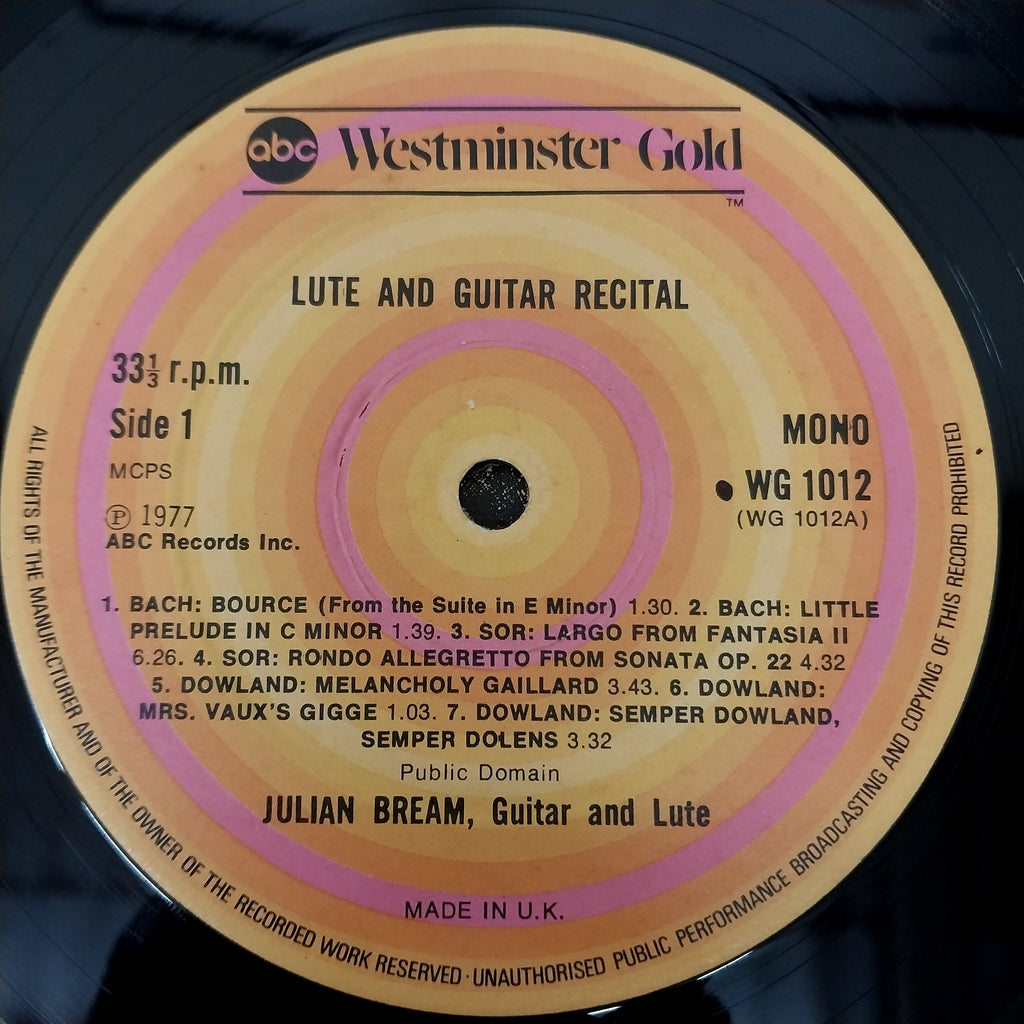 Julian Bream - Lute and Guitar Recital (Vinyl)