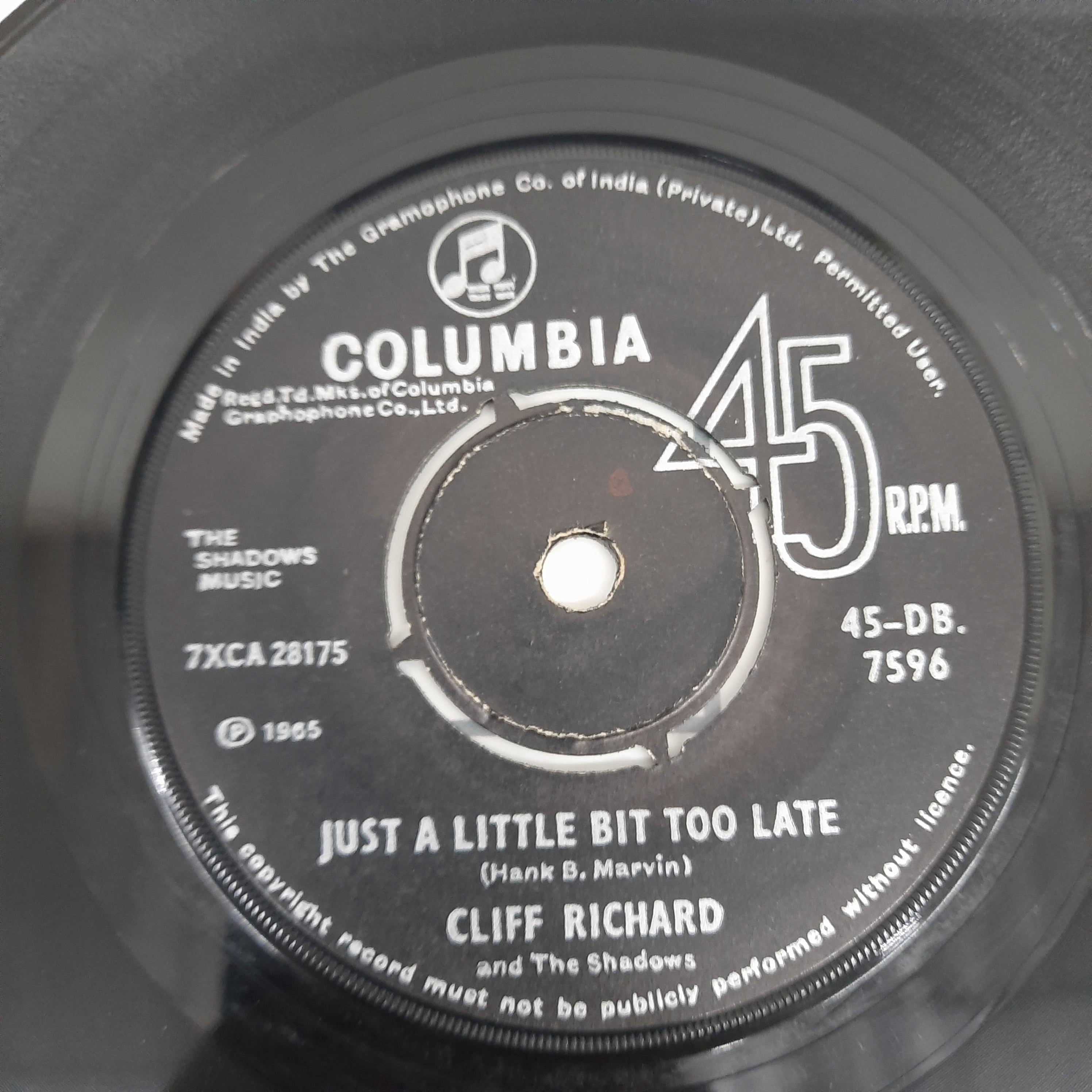 Cliff Richard & The Shadows - On My Word / Just A Little Bit Too Late (45-RPM)