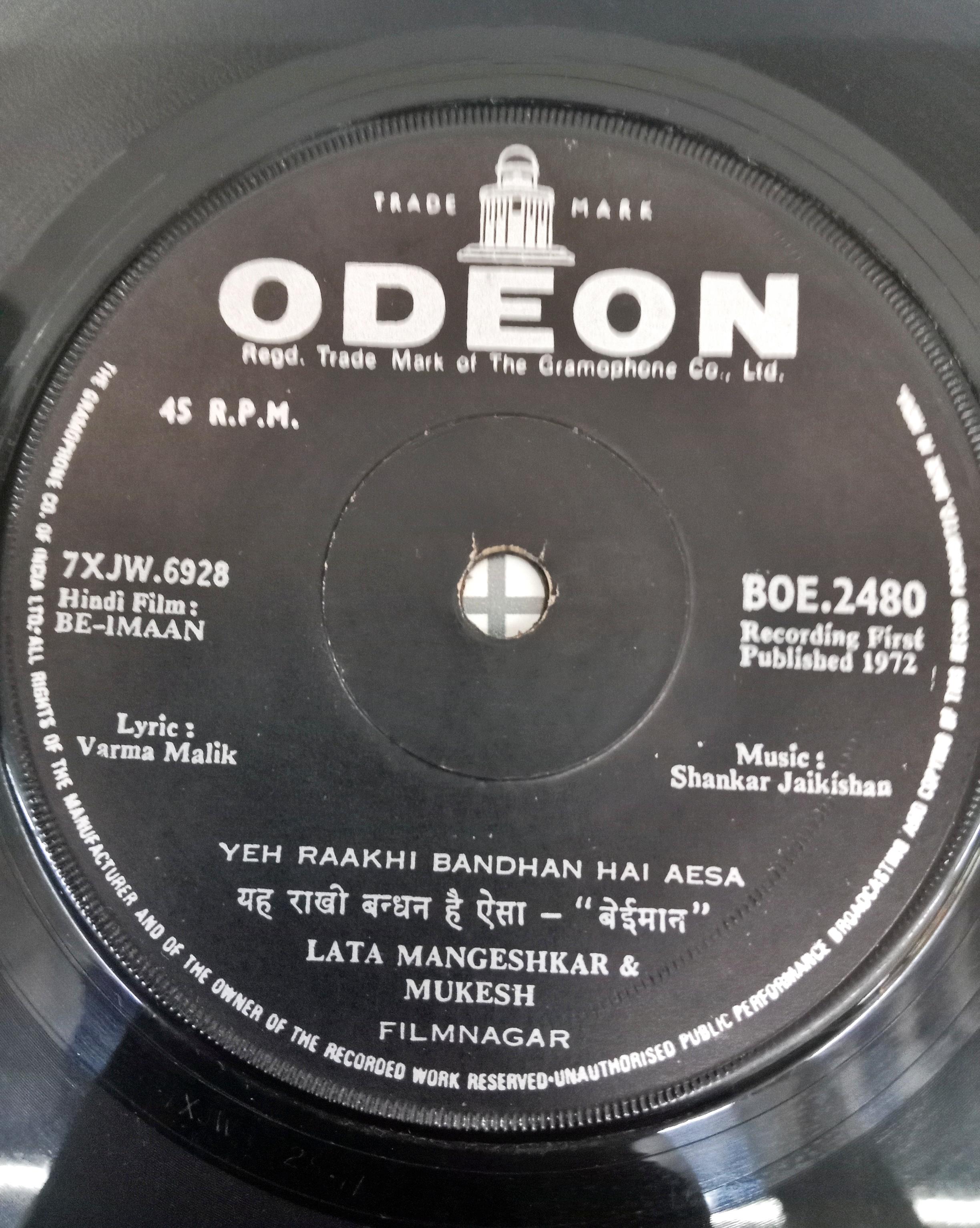 Shankar Jaikishan*, Varma Malik –  - Be-Imaan (45-RPM)