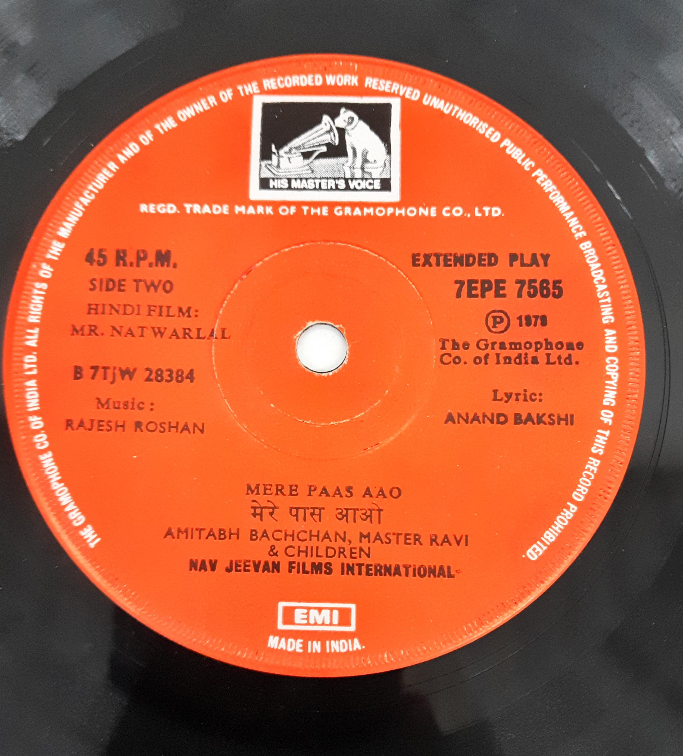 Rajesh Roshan, Anand Bakshi -  Mr. Natwarlal (45-RPM)