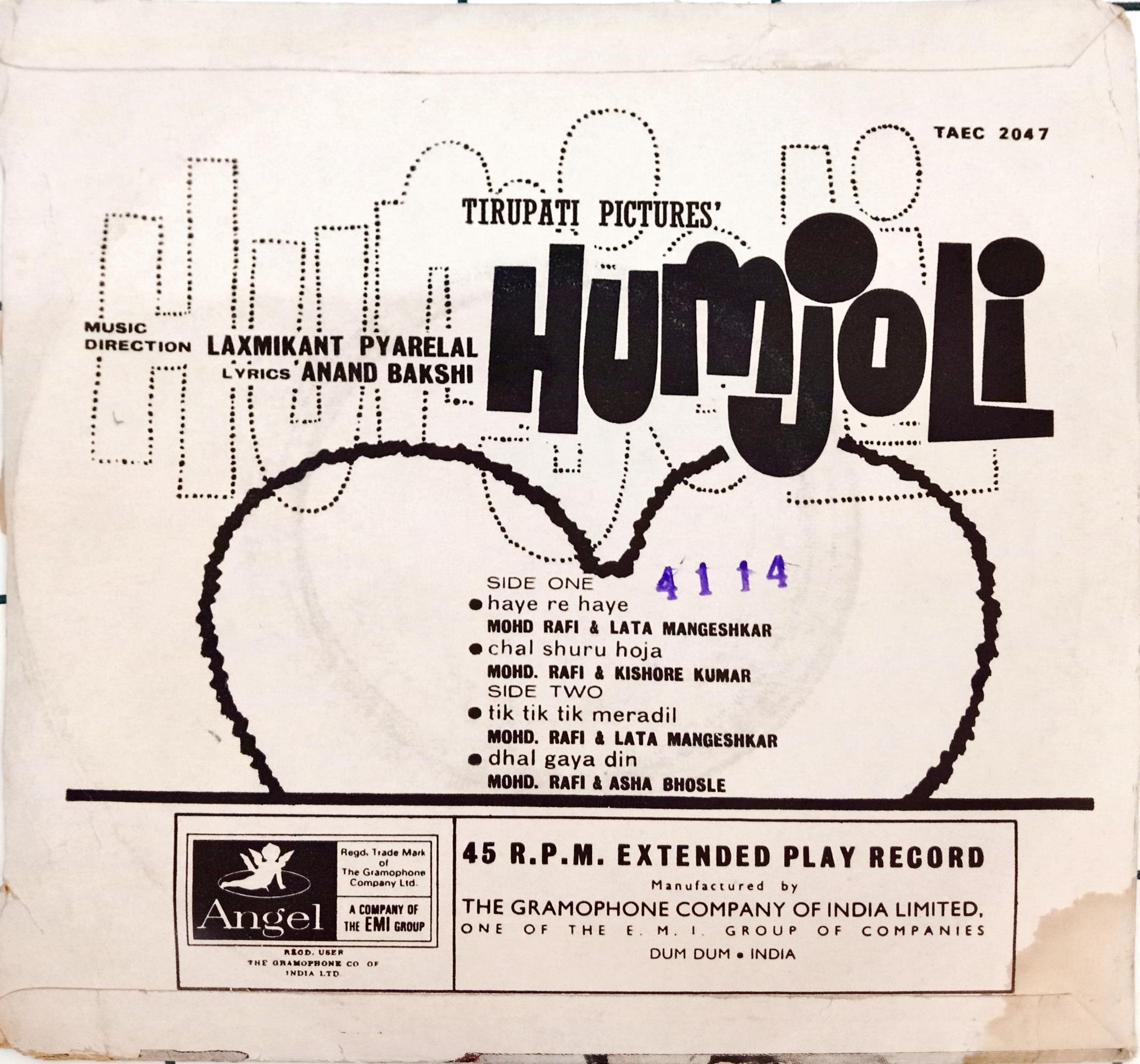 Laxmikant Pyarelal -  Humjoli (45-RPM)
