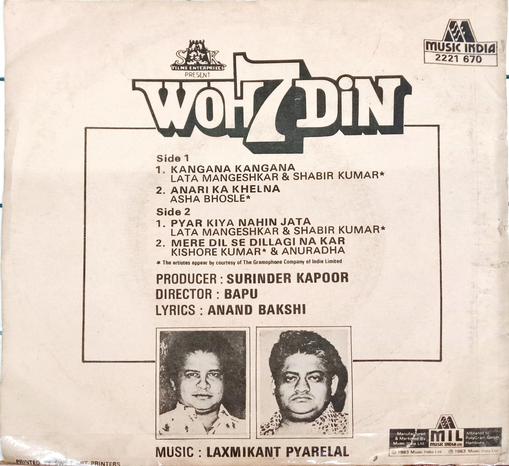 Laxmikant Pyarelal -  Woh 7 Din (45-RPM)