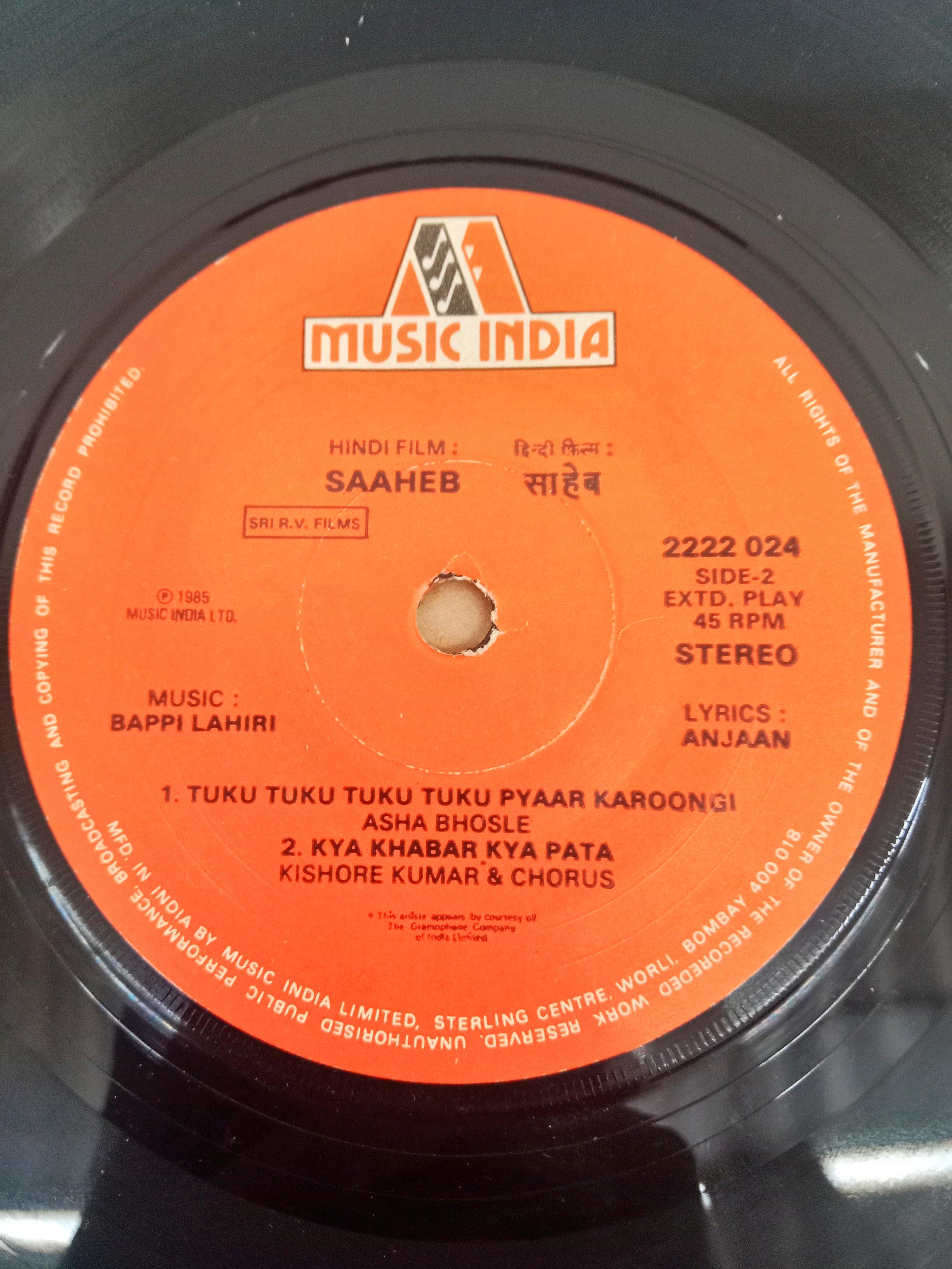 Bappi Lahiri, Anjaan -  Saaheb (45-RPM)