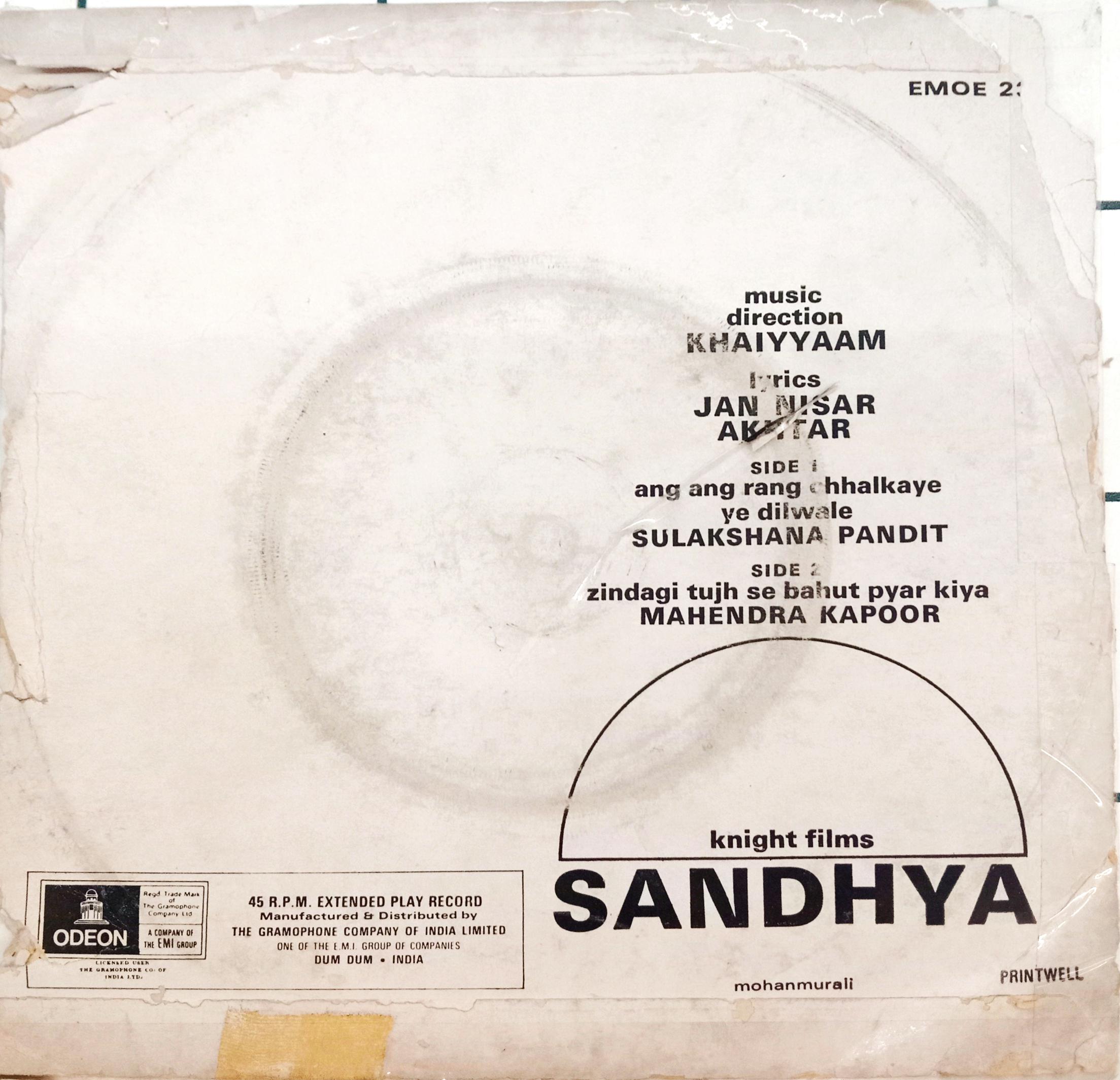 Khaiyyaam - Sandhya (45-RPM)