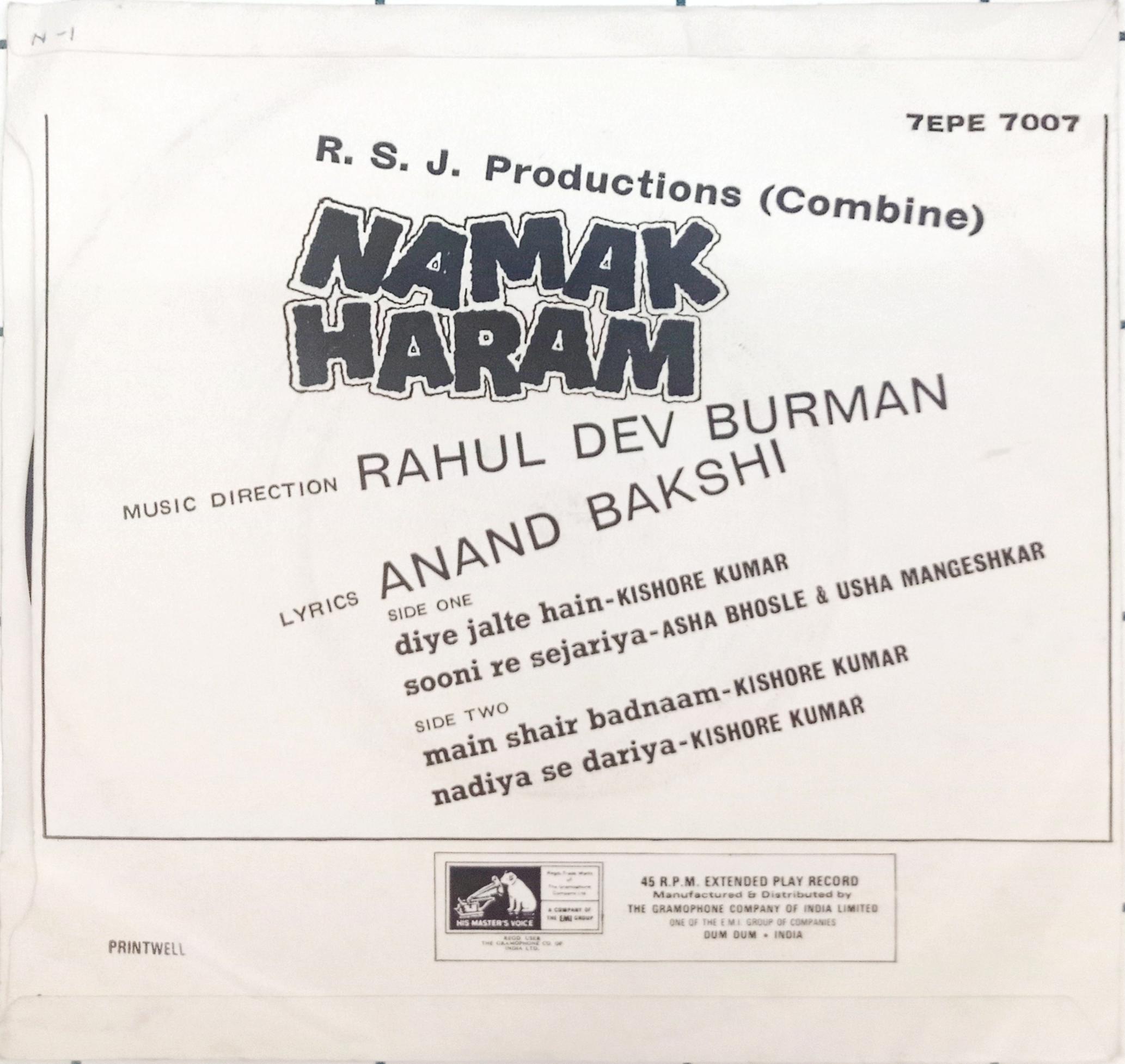 R. D. Burman -  Namak Haraam (45-RPM)